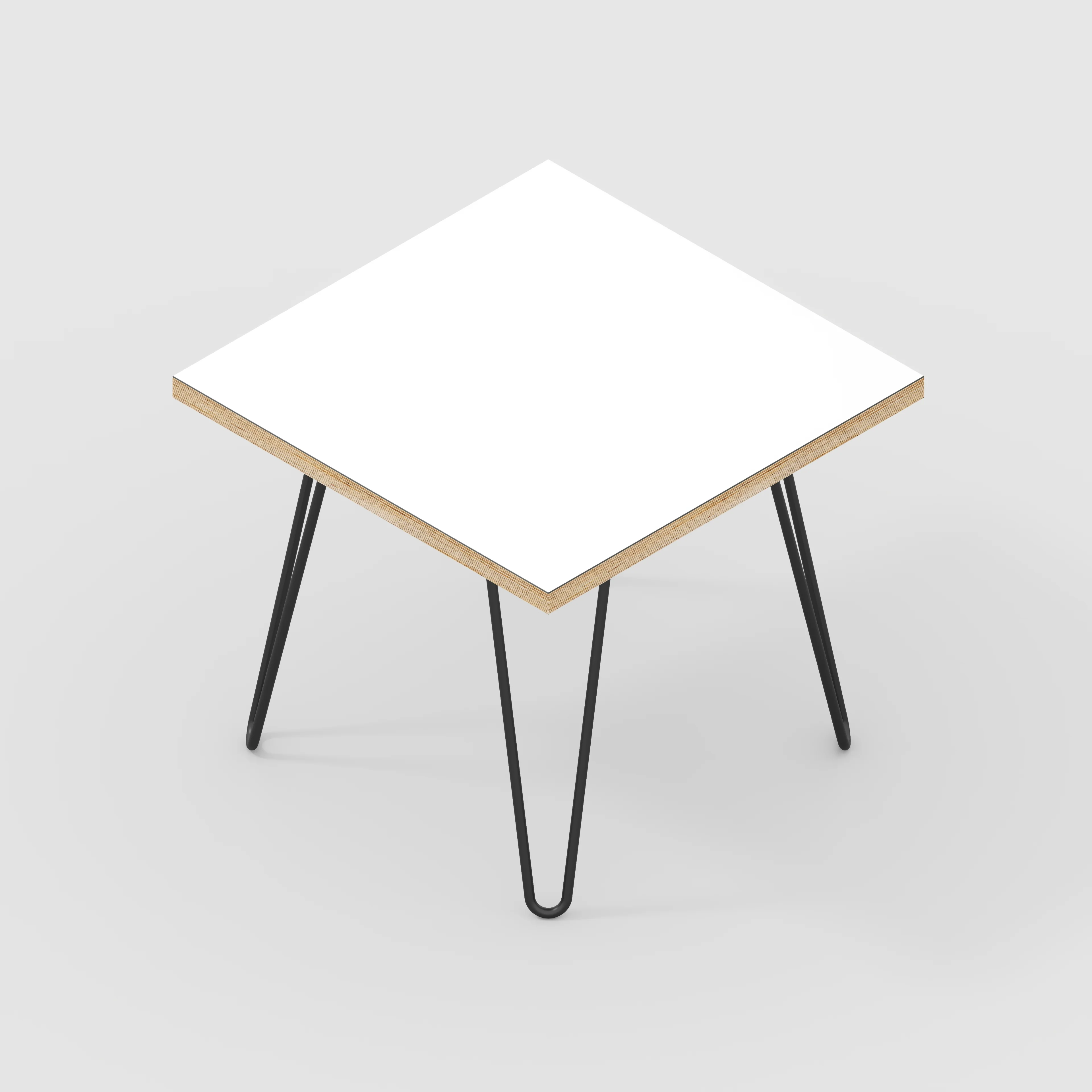 Plywood Side Table with Black Hairpin Legs - Formica White - 500(w) x 500(d) x 425(h) - Image 5