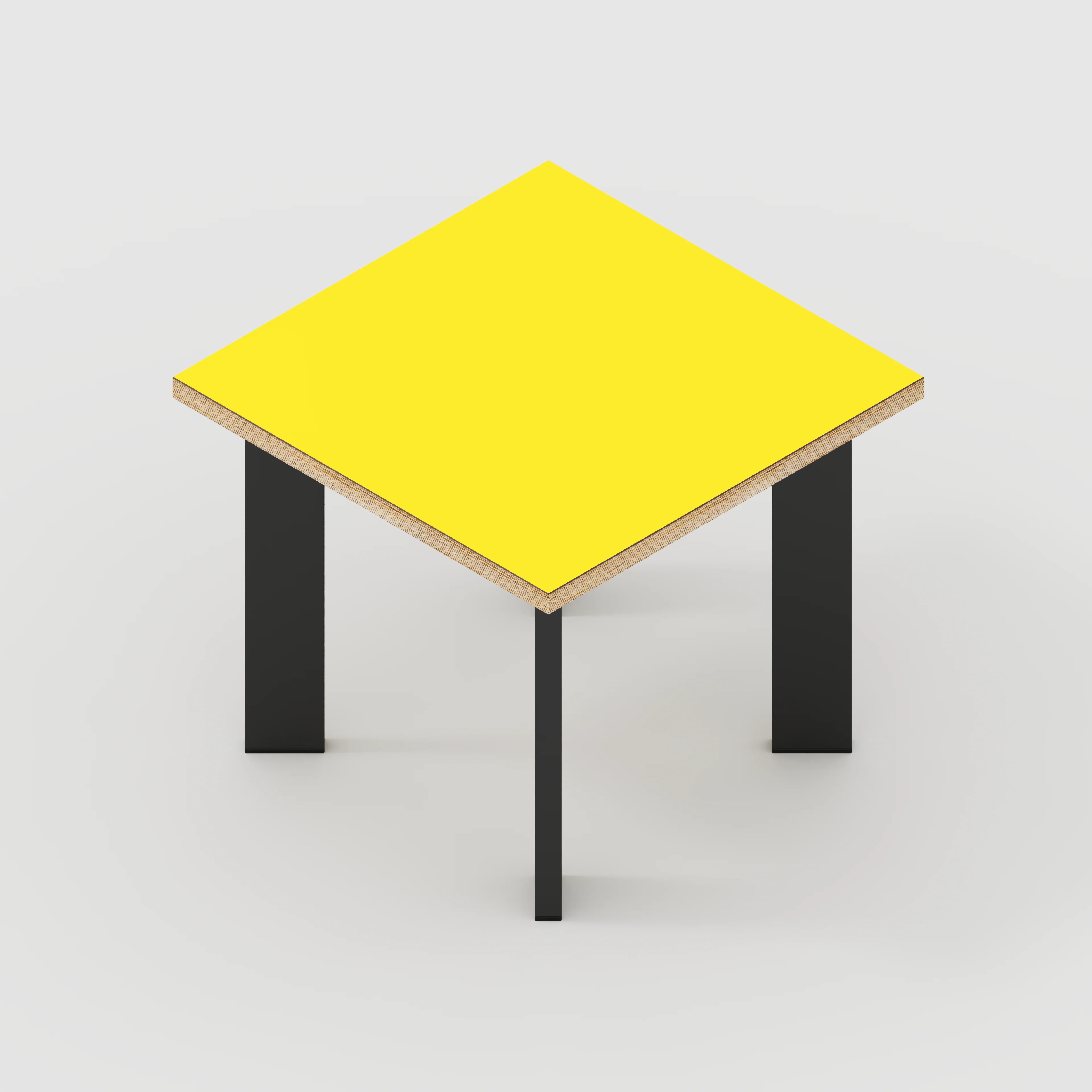 Plywood Side Table with Rectangular Single Pin Legs - Formica Chrome Yellow - 500(w) x 500(d) x 425(h) - Image 4