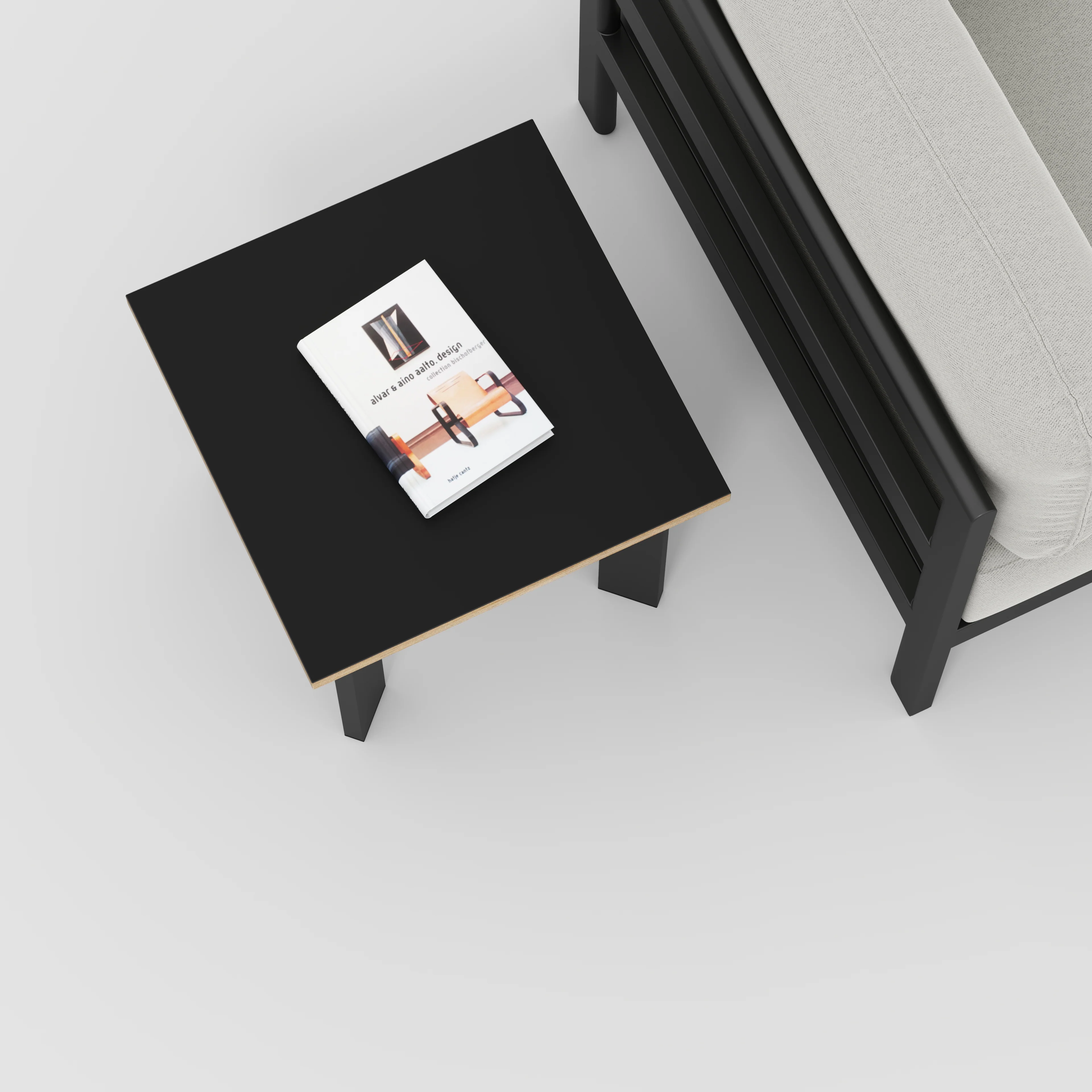 Plywood Side Table with Rectangular Single Pin Legs - Formica Diamond Black - 500(w) x 500(d) x 425(h) - Image 3