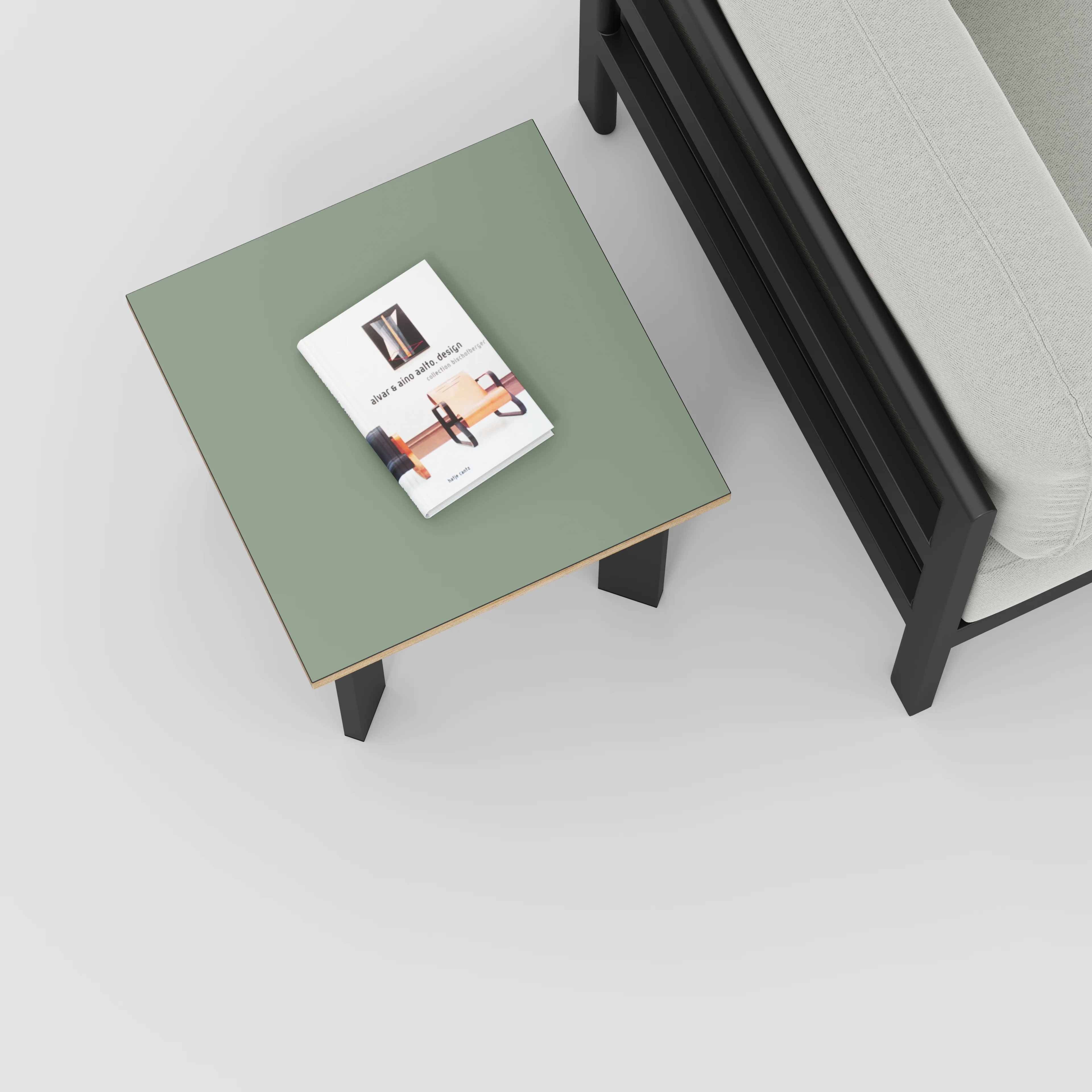 Plywood Side Table with Rectangular Single Pin Legs - Formica Green Slate - 500(w) x 500(d) x 425(h) - Image 3