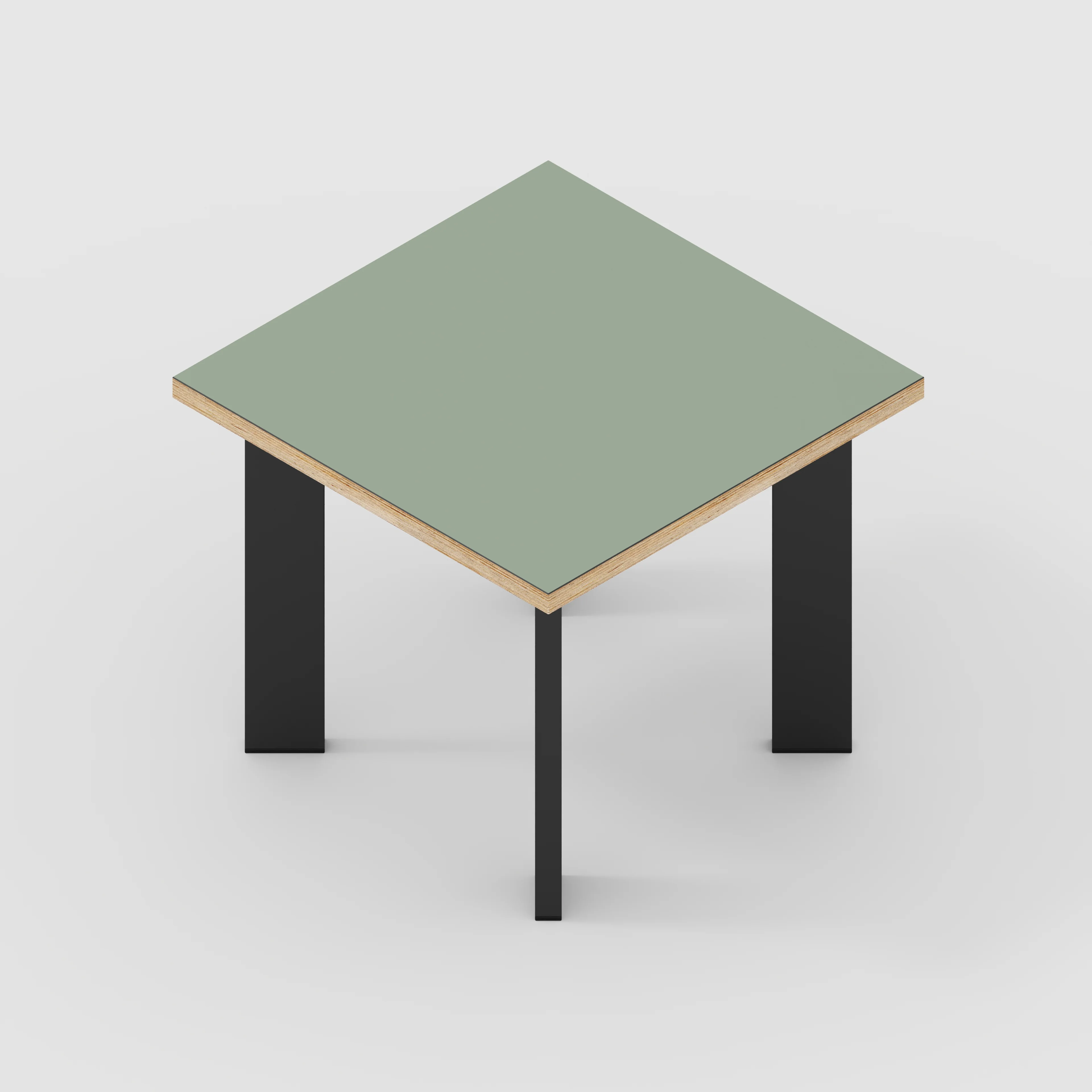 Plywood Side Table with Rectangular Single Pin Legs - Formica Green Slate - 500(w) x 500(d) x 425(h) - Image 4