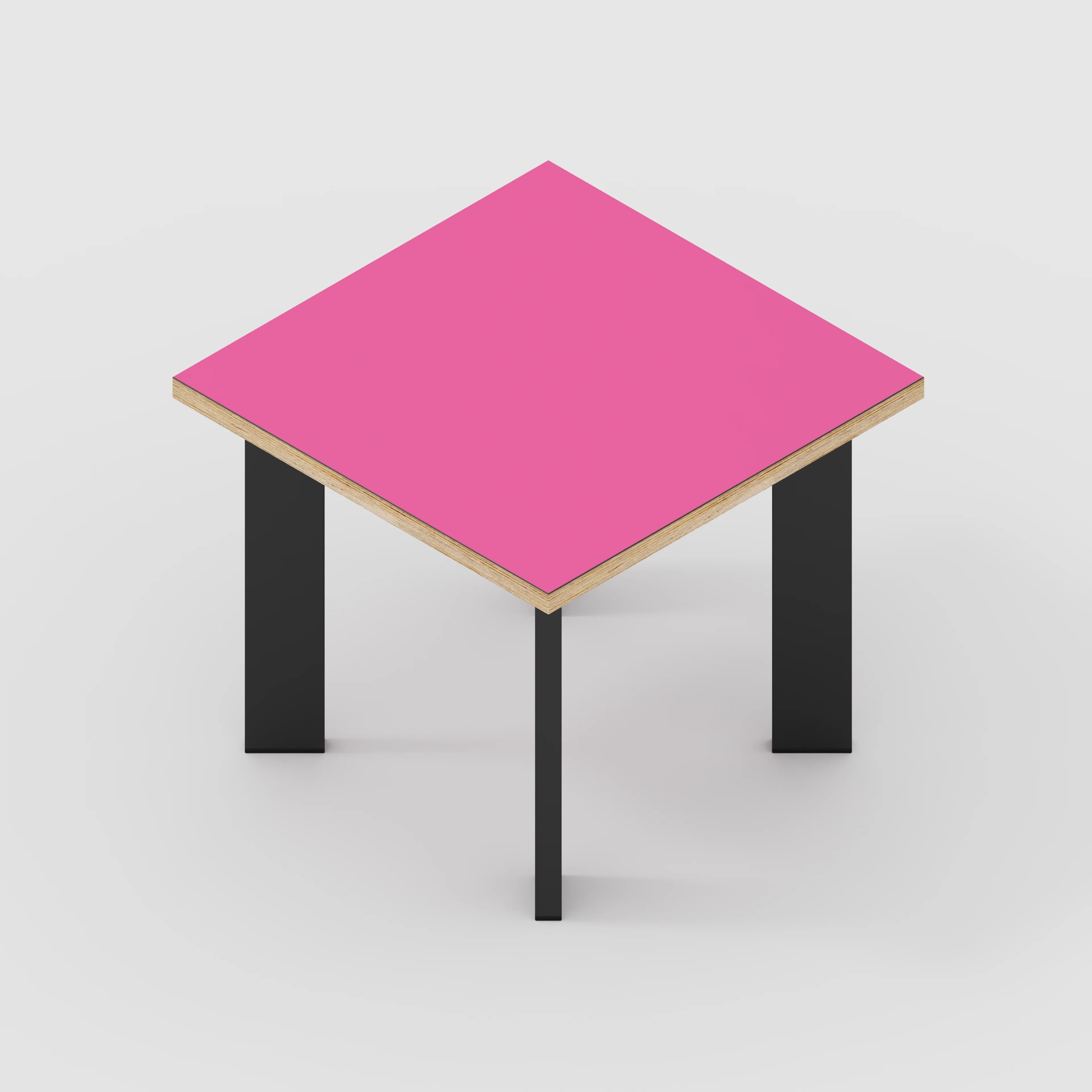 Plywood Side Table with Rectangular Single Pin Legs - Formica Juicy Pink - 500(w) x 500(d) x 425(h) - Image 4