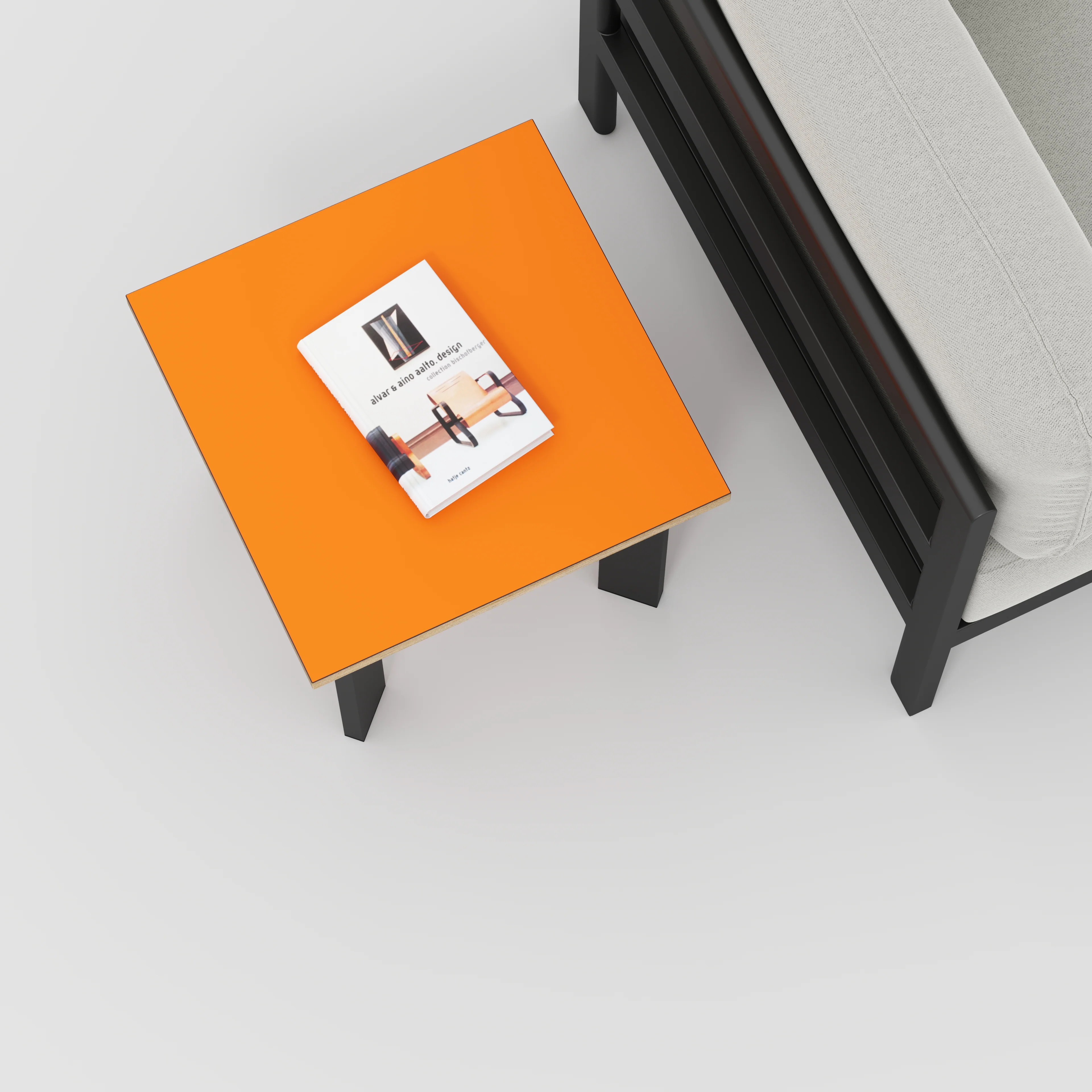 Plywood Side Table with Rectangular Single Pin Legs - Formica Levante Orange - 500(w) x 500(d) x 425(h) - Image 3