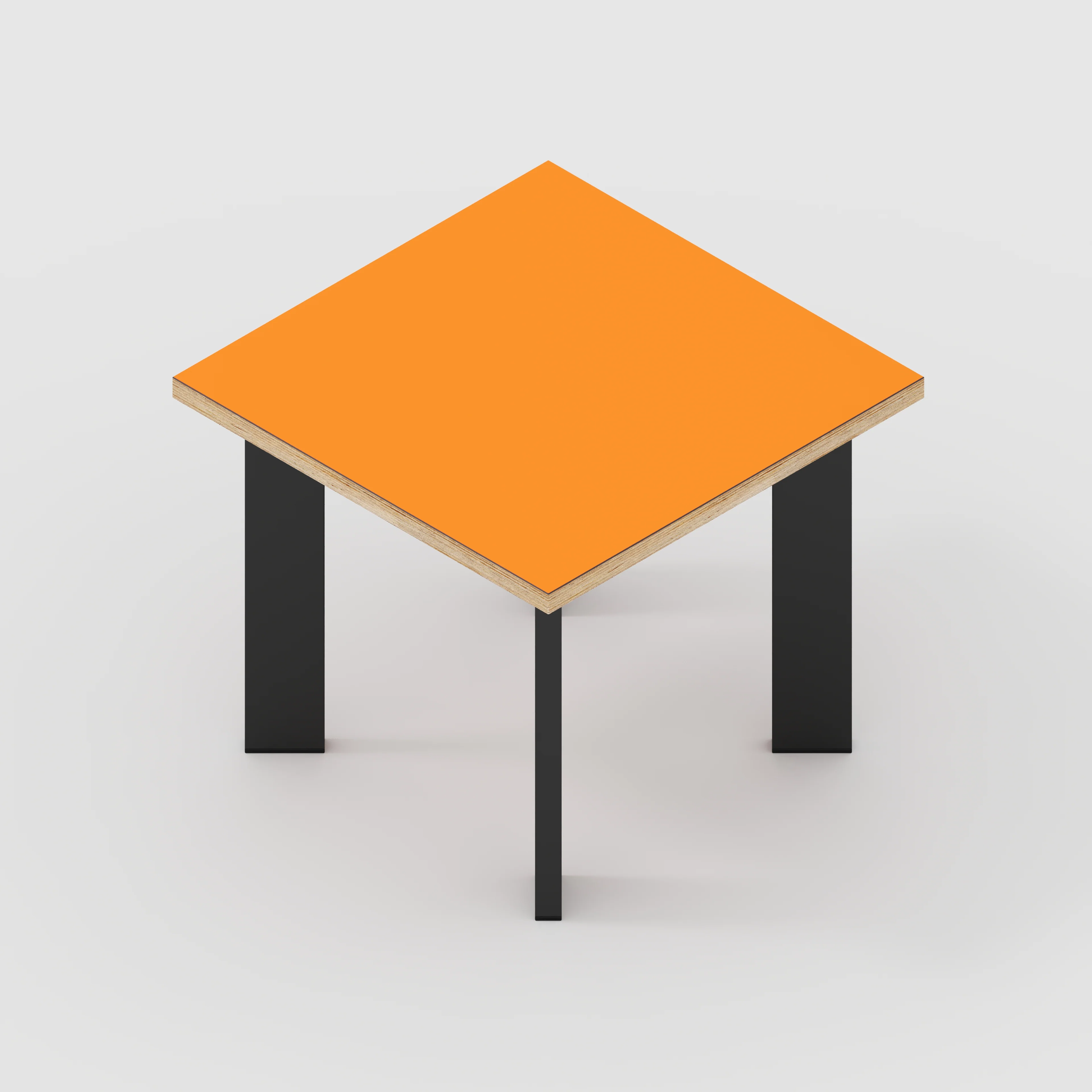 Plywood Side Table with Rectangular Single Pin Legs - Formica Levante Orange - 500(w) x 500(d) x 425(h) - Image 4
