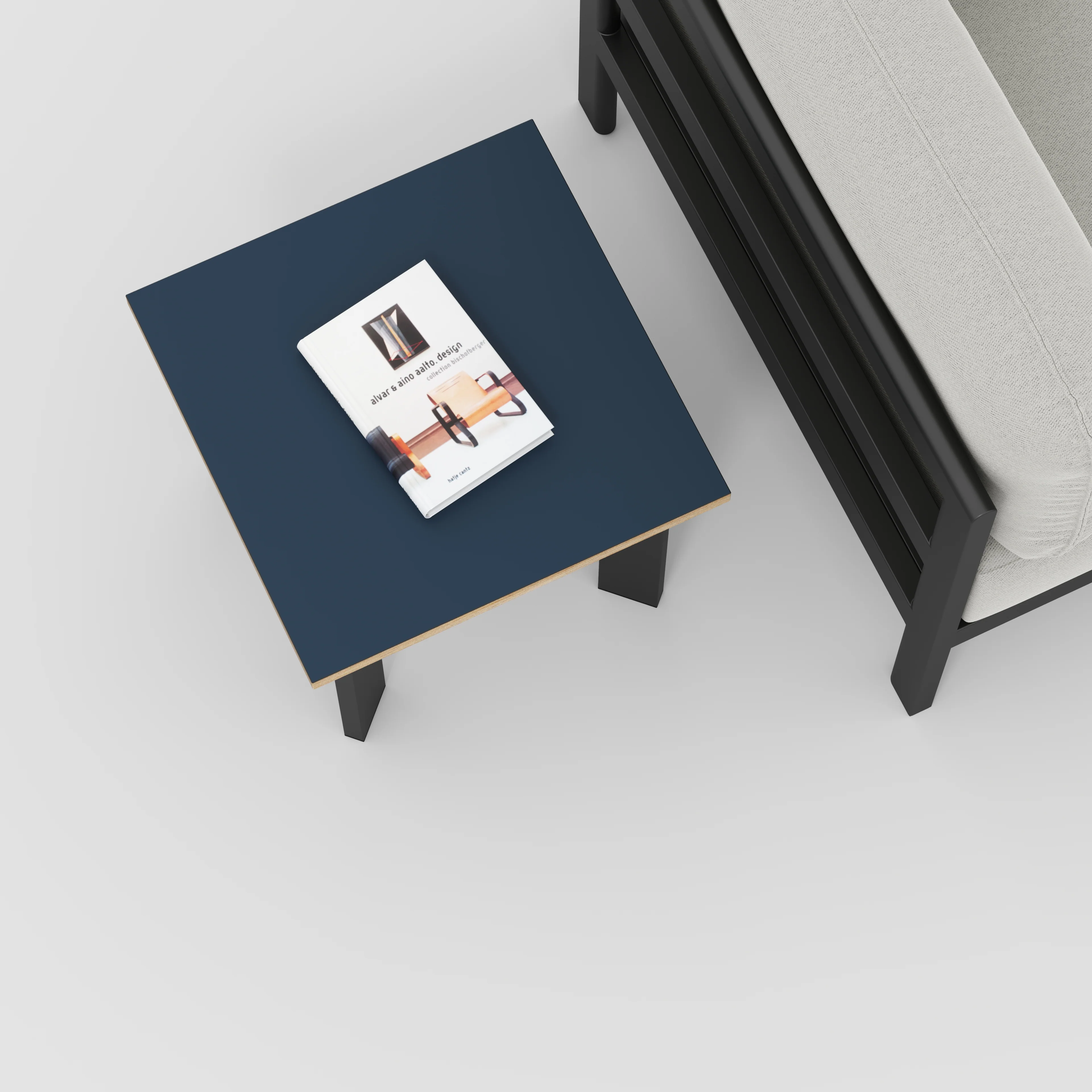 Plywood Side Table with Rectangular Single Pin Legs - Formica Night Sea Blue - 500(w) x 500(d) x 425(h) - Image 3