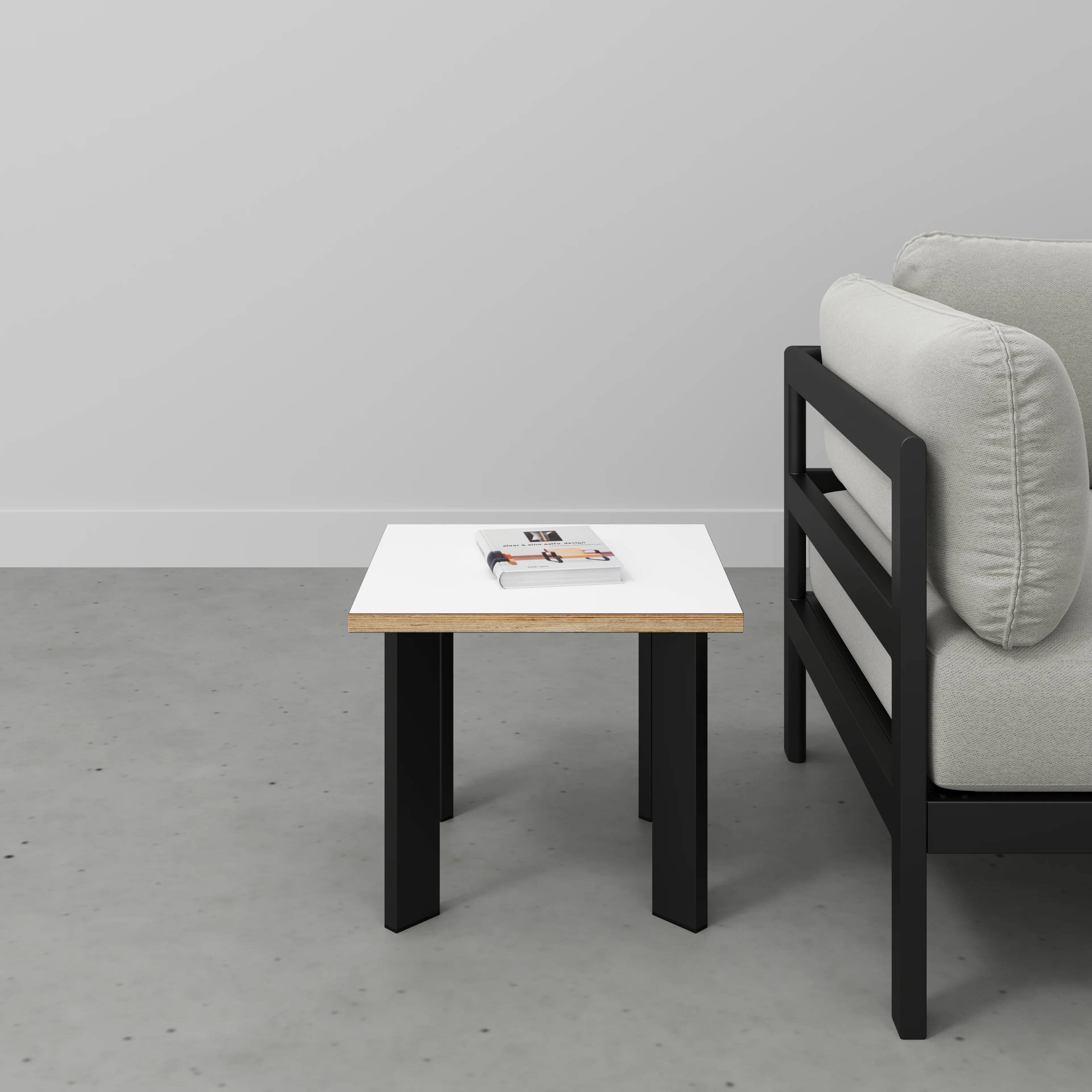 Plywood Side Table with Rectangular Single Pin Legs - Formica White - 500(w) x 500(d) x 425(h) - Image 2