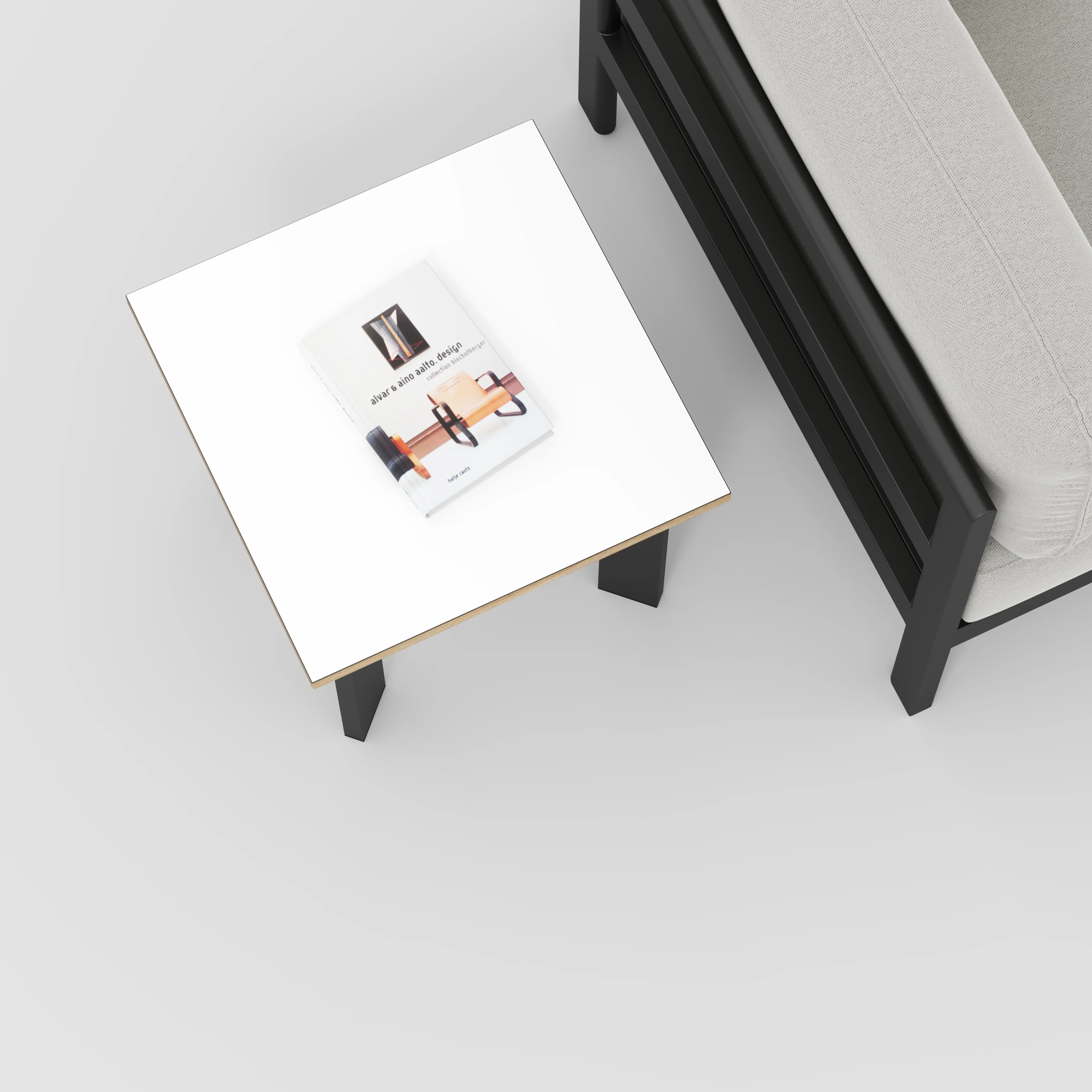 Plywood Side Table with Rectangular Single Pin Legs - Formica White - 500(w) x 500(d) x 425(h) - Image 3