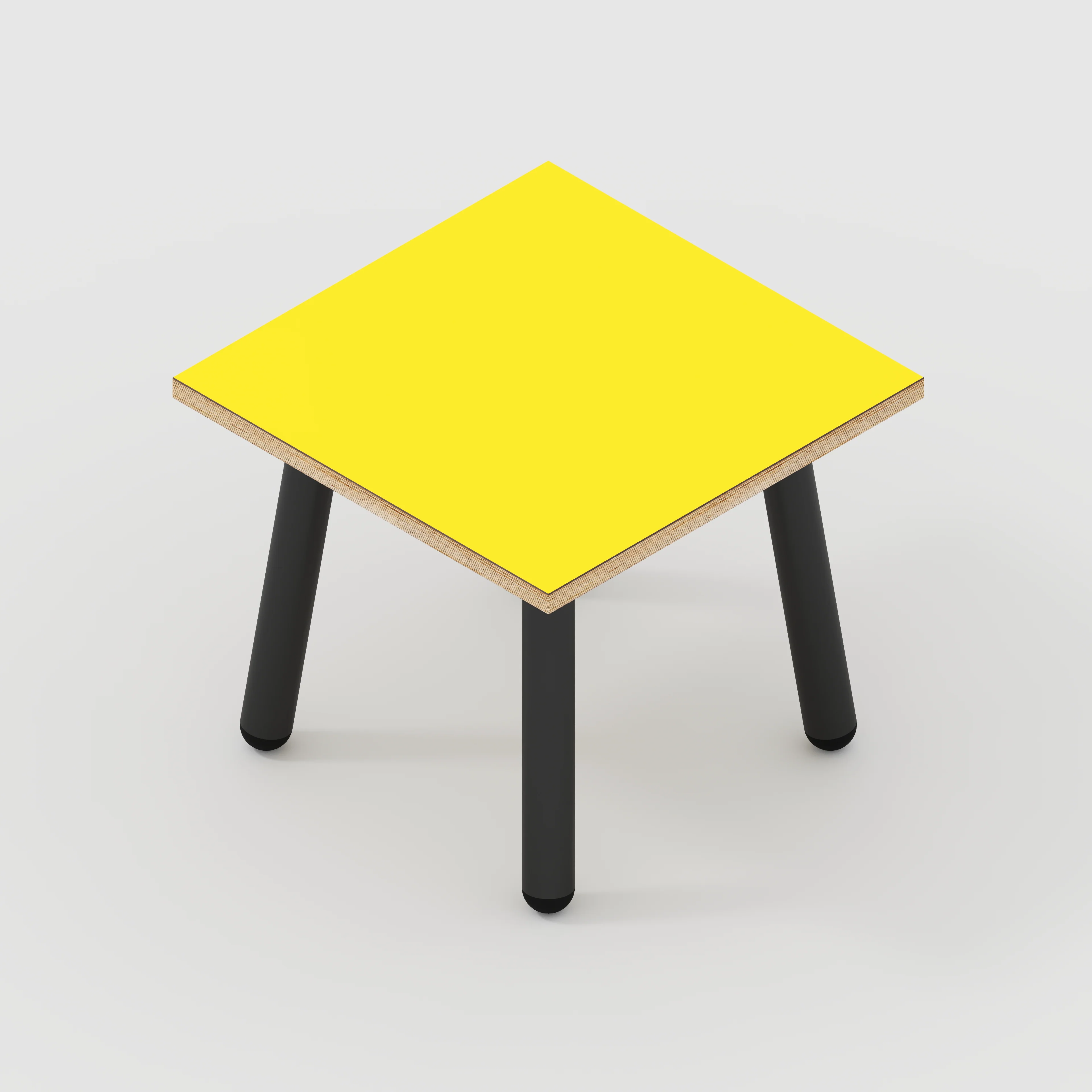 Plywood Side Table with Round Single Pin Legs - Formica Chrome Yellow - 500(w) x 500(d) x 425(h) - Image 4