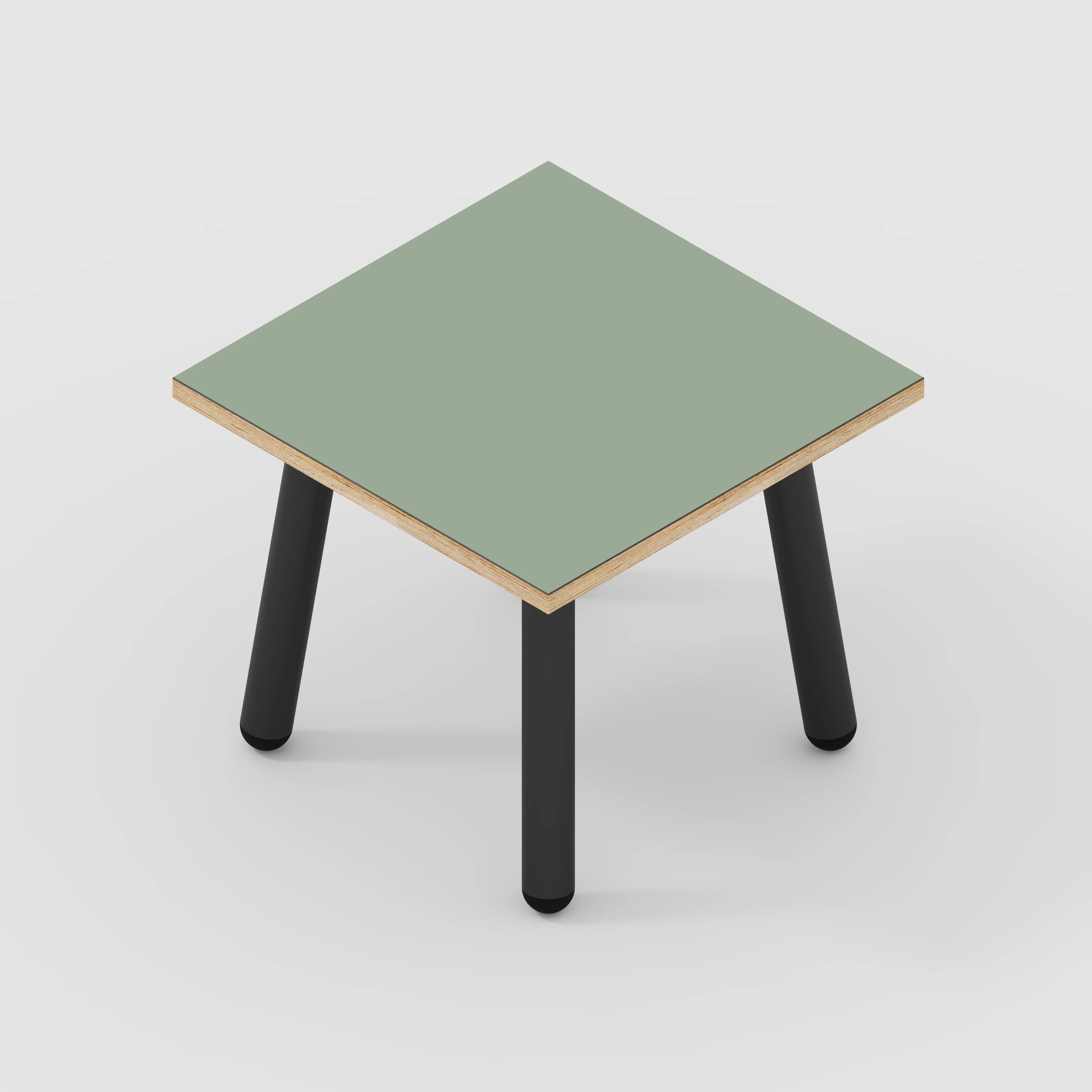 Plywood Side Table with Round Single Pin Legs - Formica Green Slate - 500(w) x 500(d) x 425(h) - Image 4