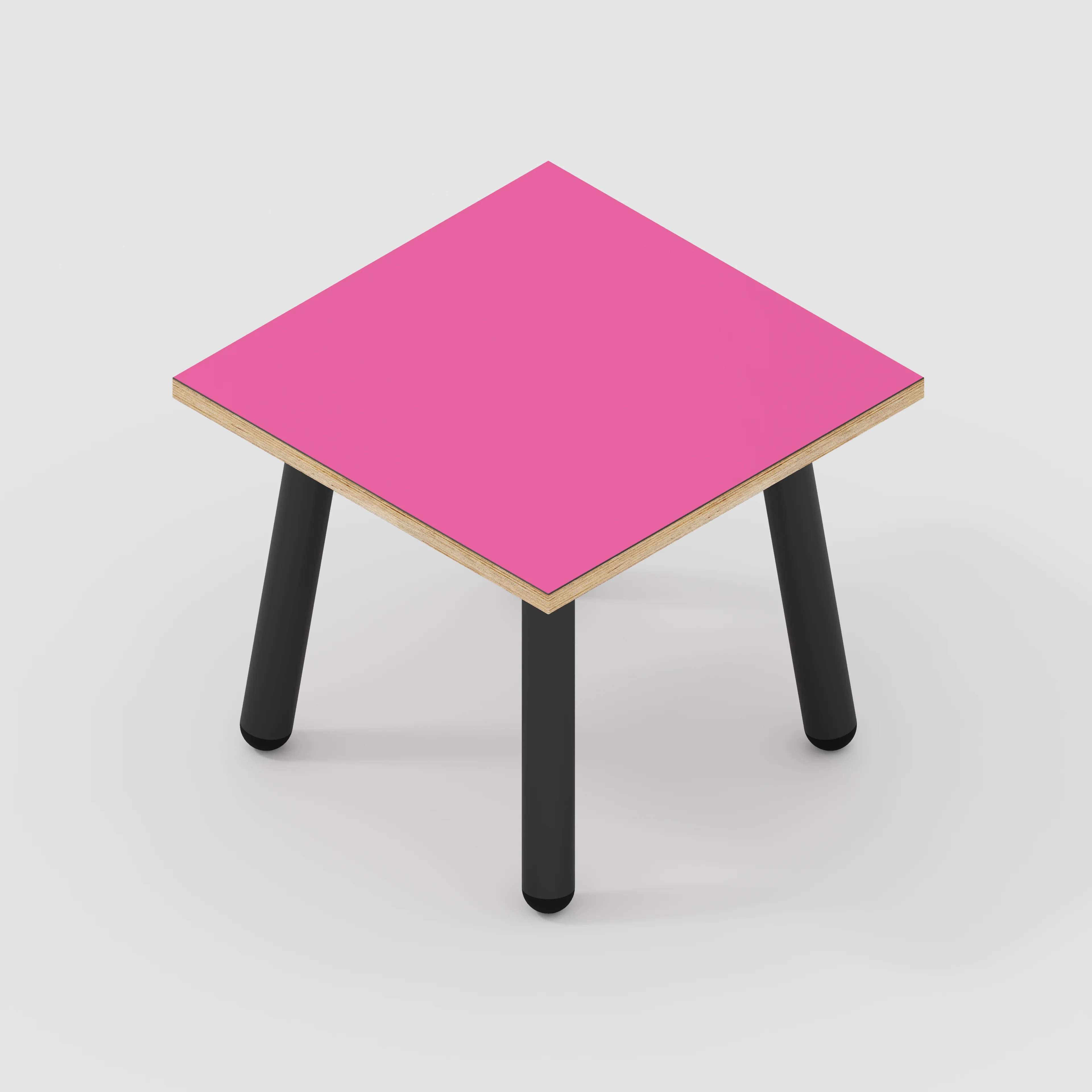 Plywood Side Table with Round Single Pin Legs - Formica Juicy Pink - 500(w) x 500(d) x 425(h) - Image 4