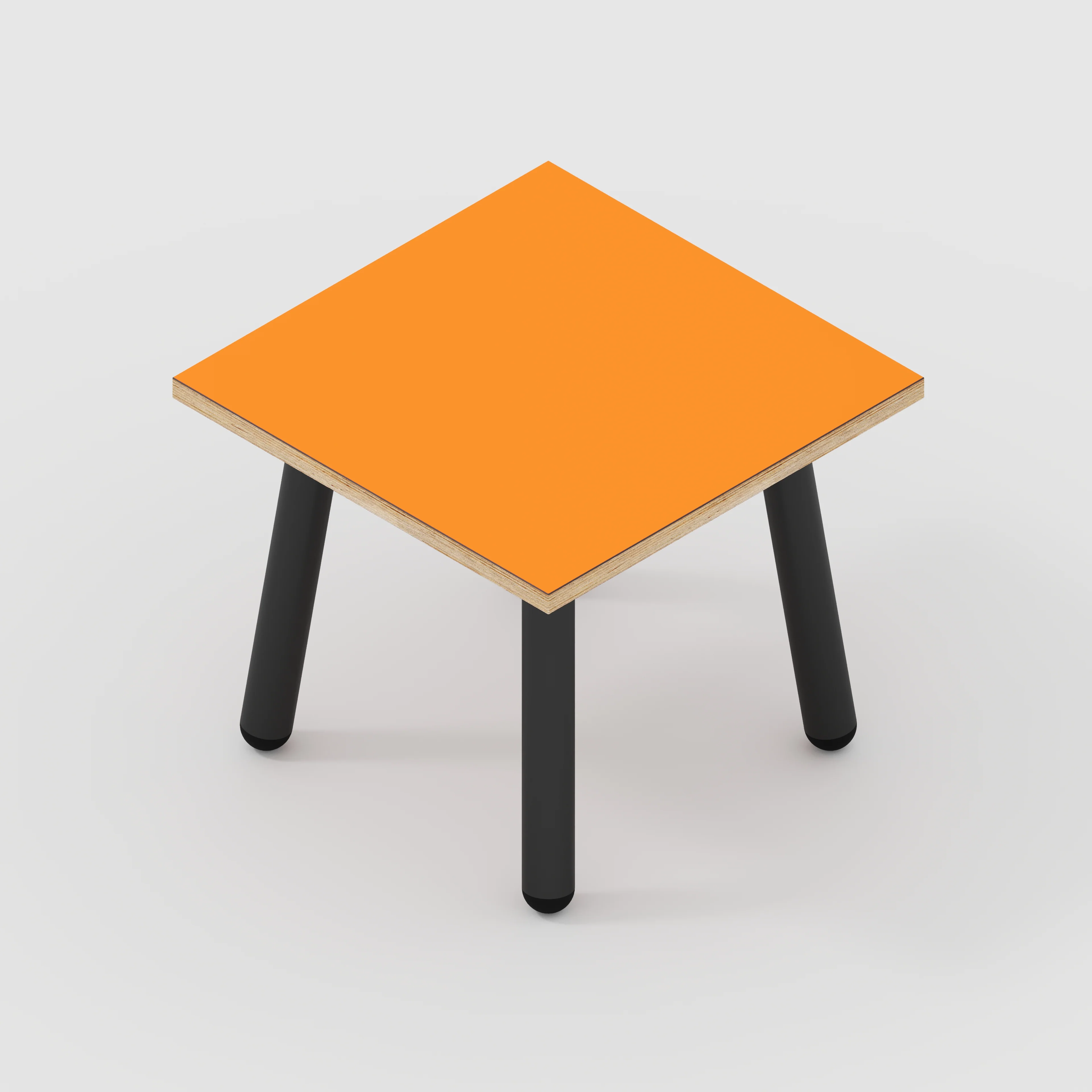 Plywood Side Table with Round Single Pin Legs - Formica Levante Orange - 500(w) x 500(d) x 425(h) - Image 4