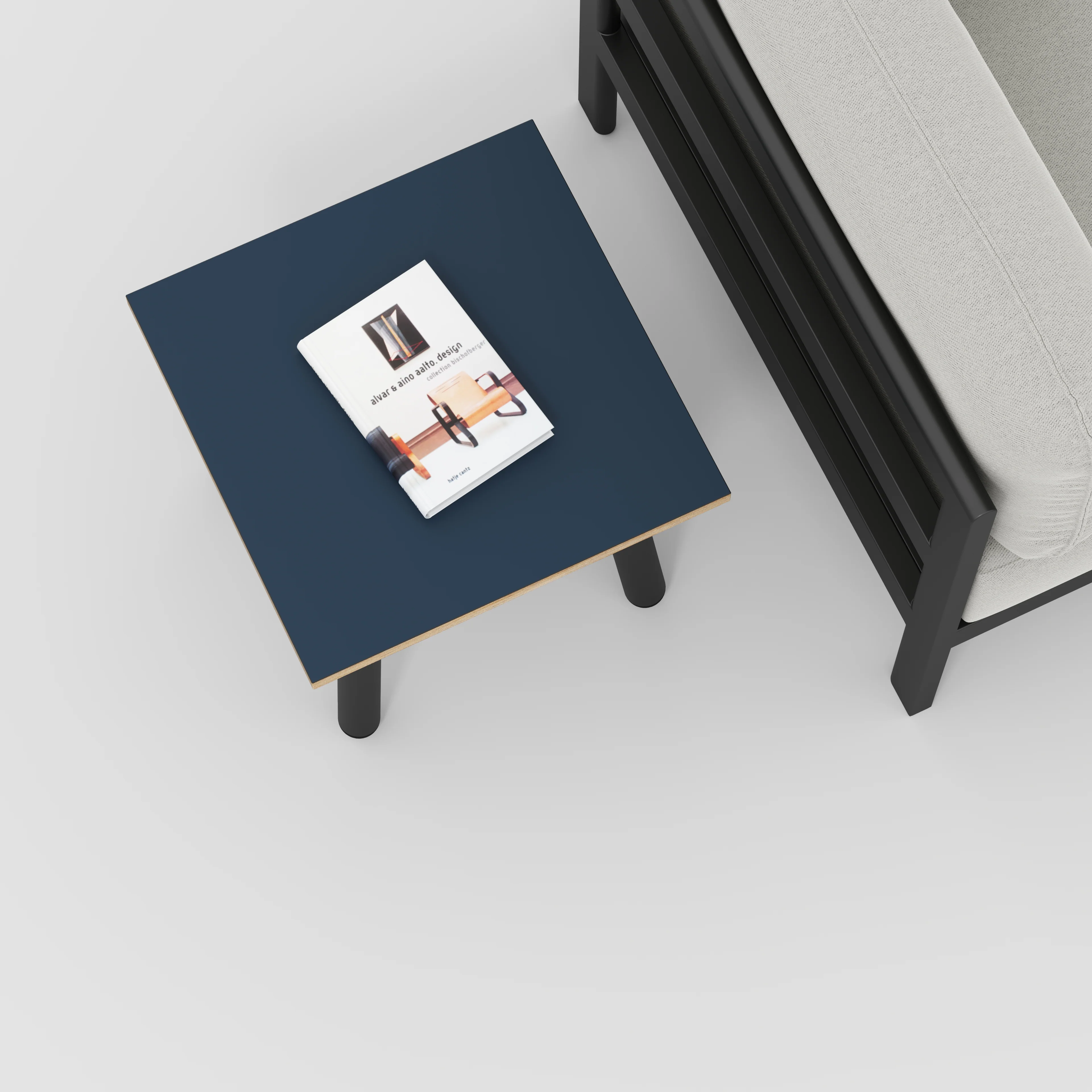 Plywood Side Table with Round Single Pin Legs - Formica Night Sea Blue - 500(w) x 500(d) x 425(h) - Image 3
