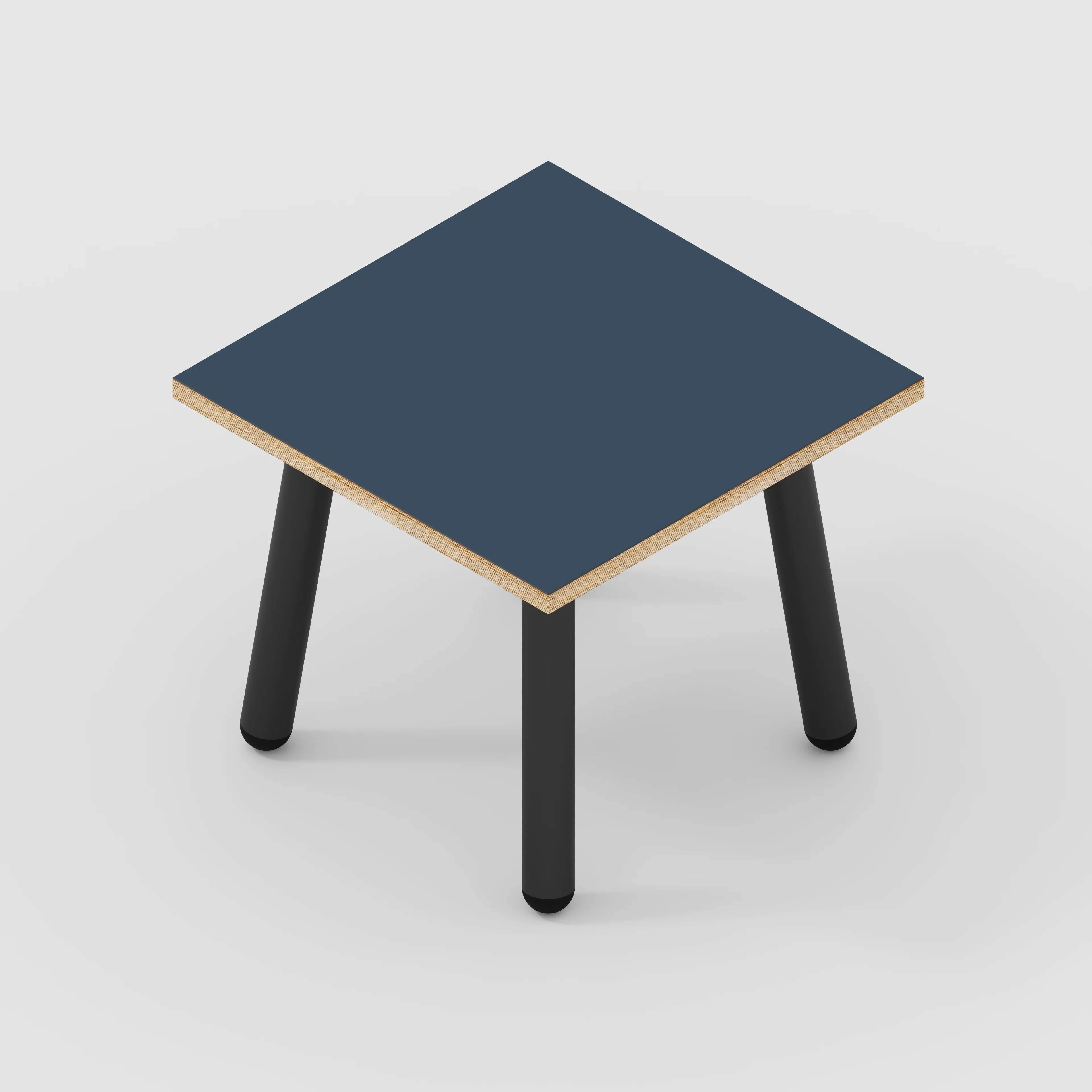 Plywood Side Table with Round Single Pin Legs - Formica Night Sea Blue - 500(w) x 500(d) x 425(h) - Image 4