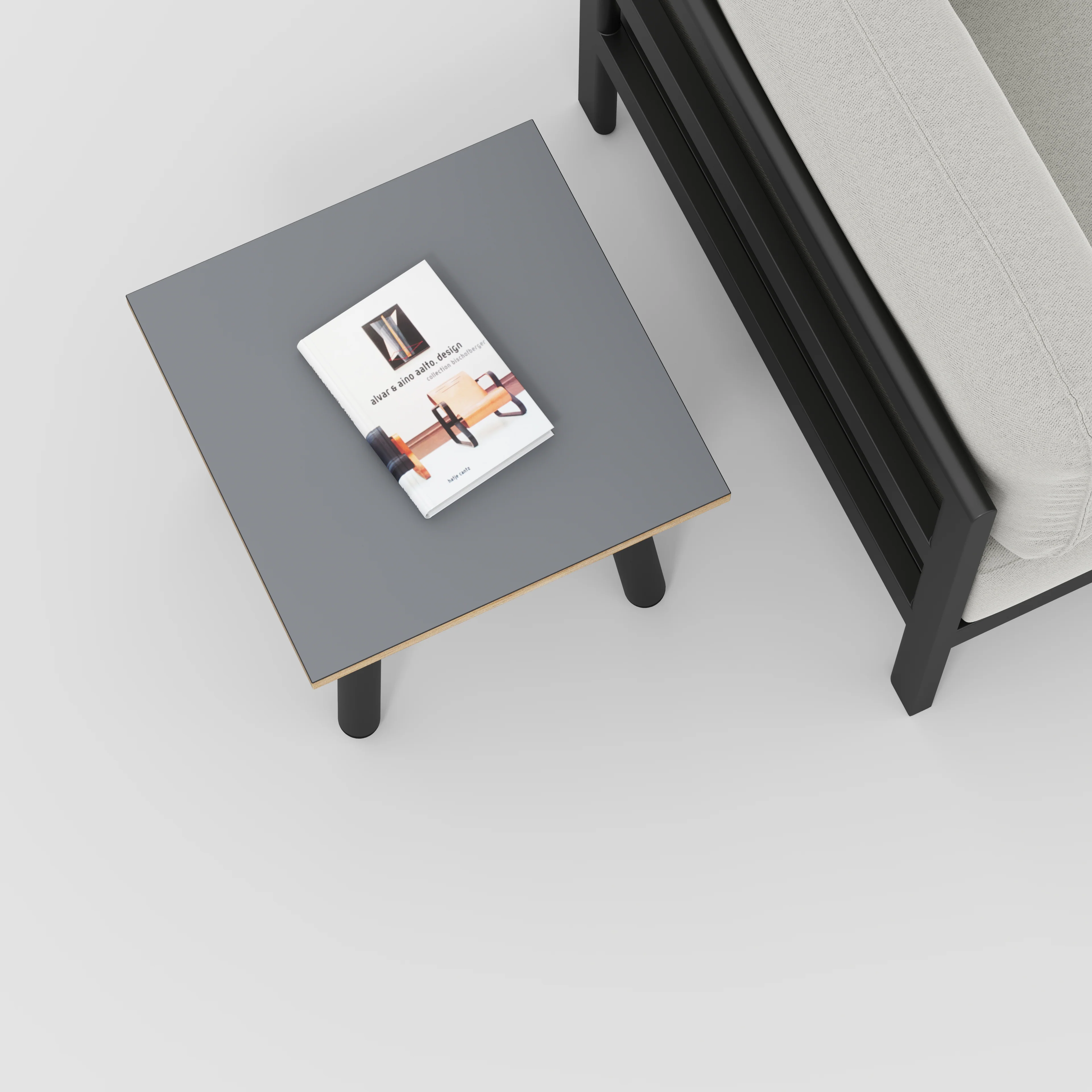 Plywood Side Table with Round Single Pin Legs - Formica Tornado Grey - 500(w) x 500(d) x 425(h) - Image 3