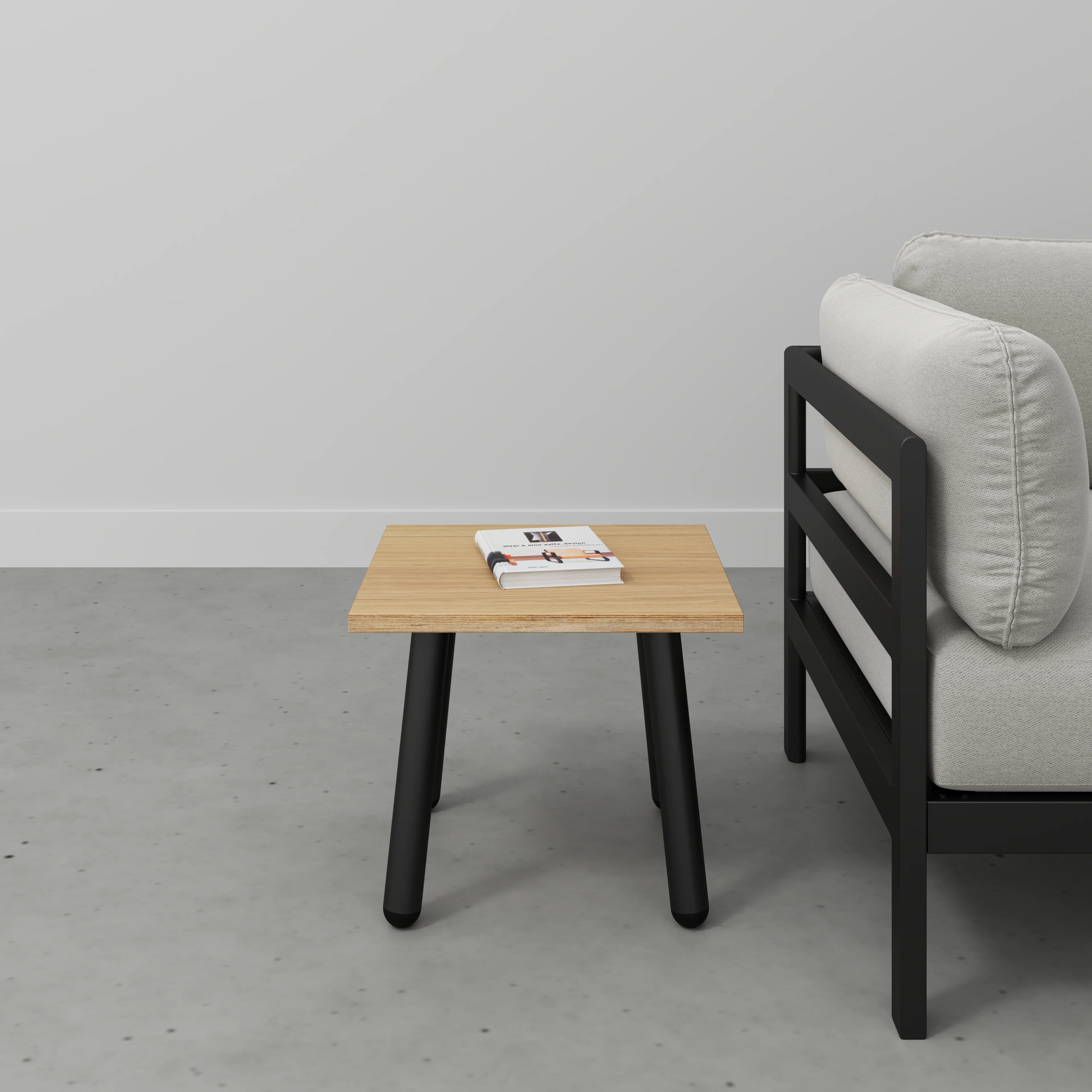Plywood Side Table with Round Single Pin Legs - Plywood Oak - 500(w) x 500(d) x 425(h) - Image 2