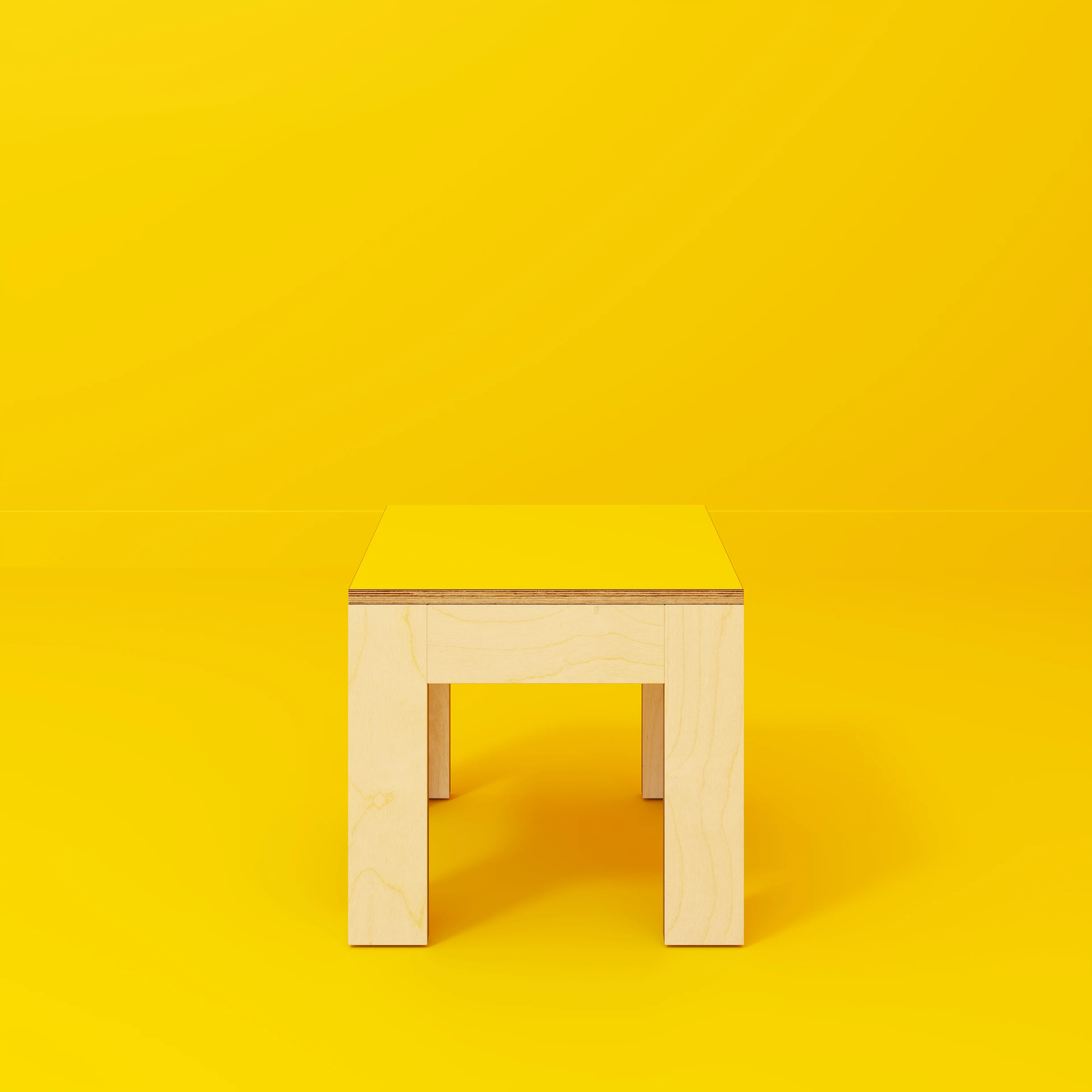 Plywood Side Table with Solid Frame - Formica Chrome Yellow - 500(w) x 500(d) x 450(h) - Image 2