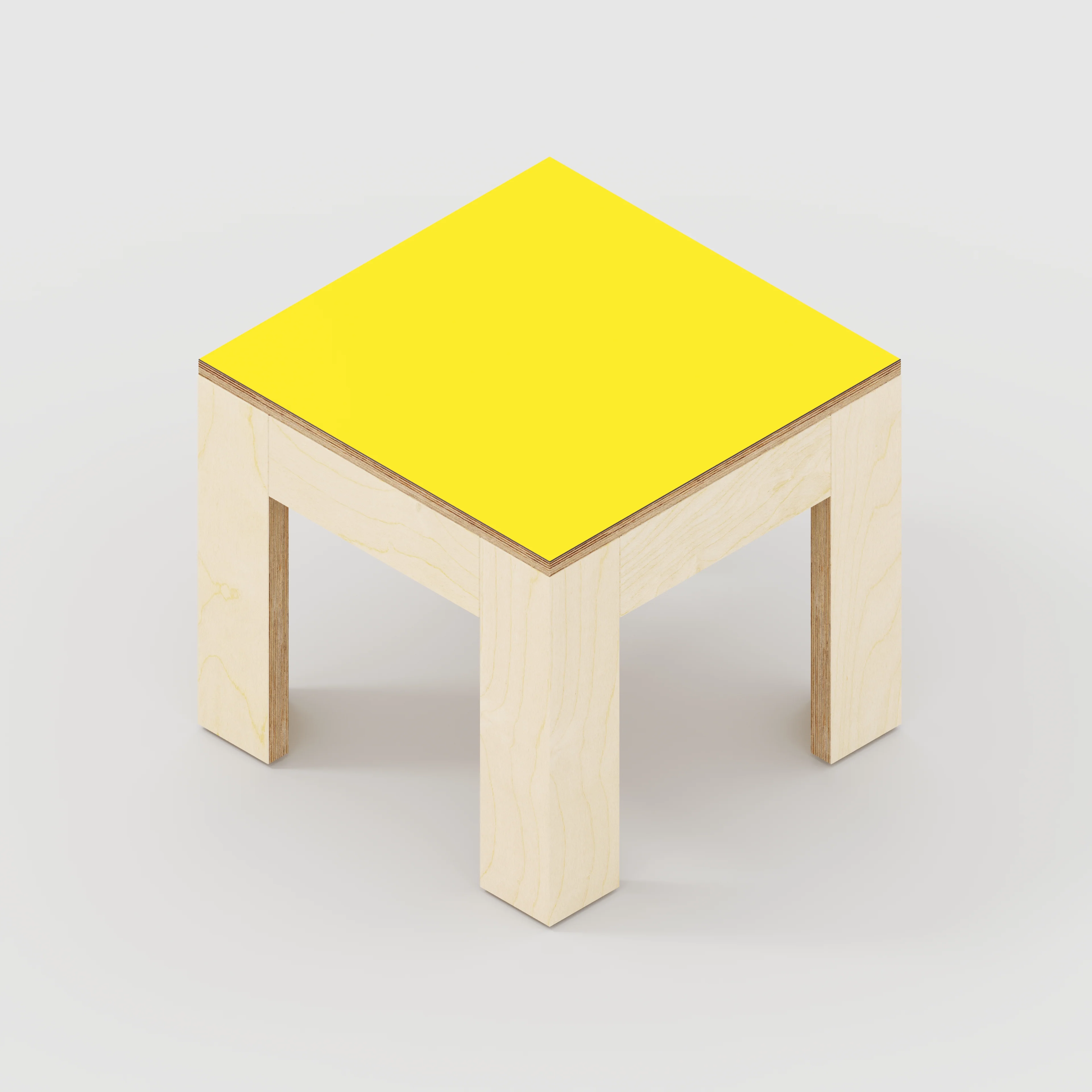 Plywood Side Table with Solid Frame - Formica Chrome Yellow - 500(w) x 500(d) x 450(h) - Image 5