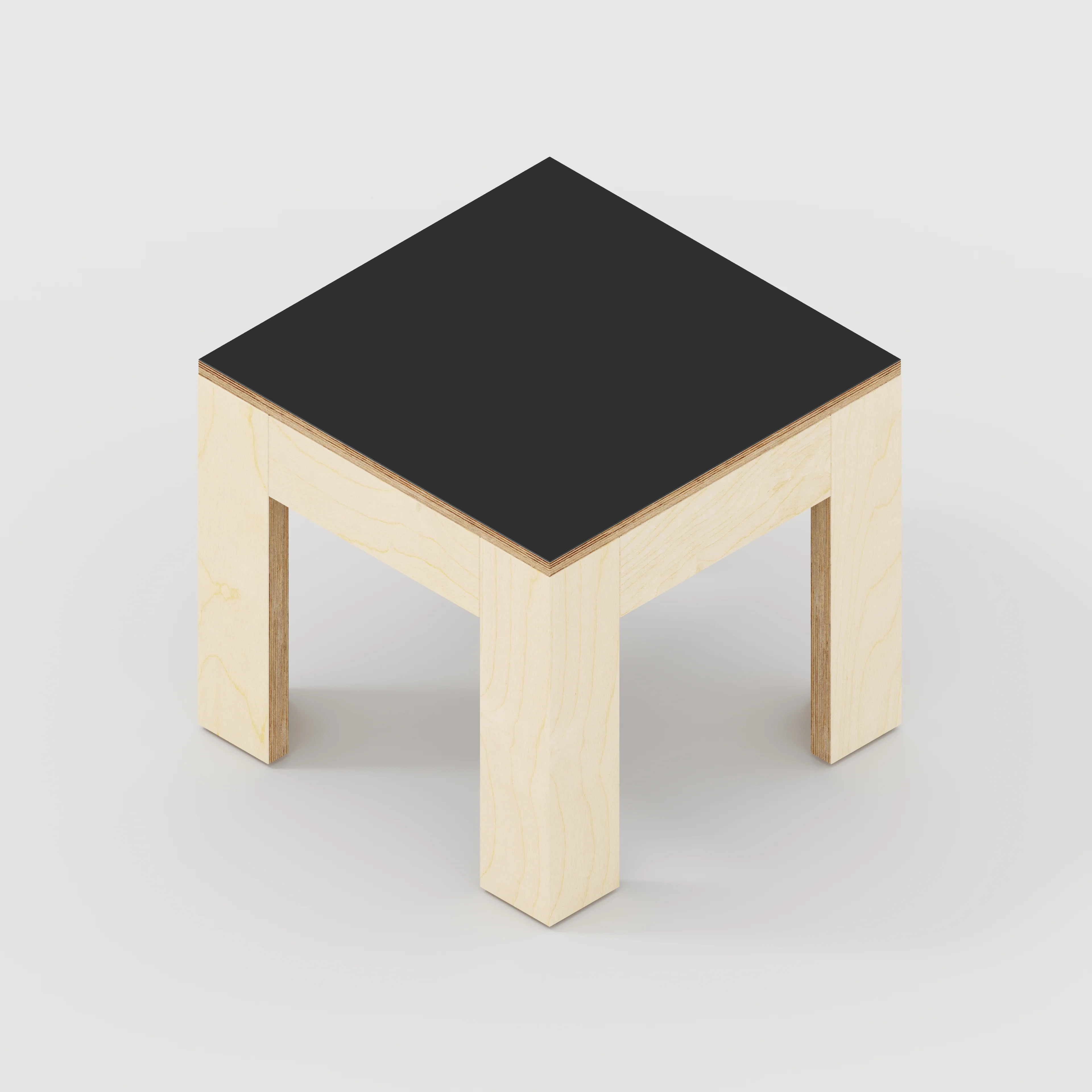 Plywood Side Table with Solid Frame - Formica Diamond Black - 500(w) x 500(d) x 450(h) - Image 5