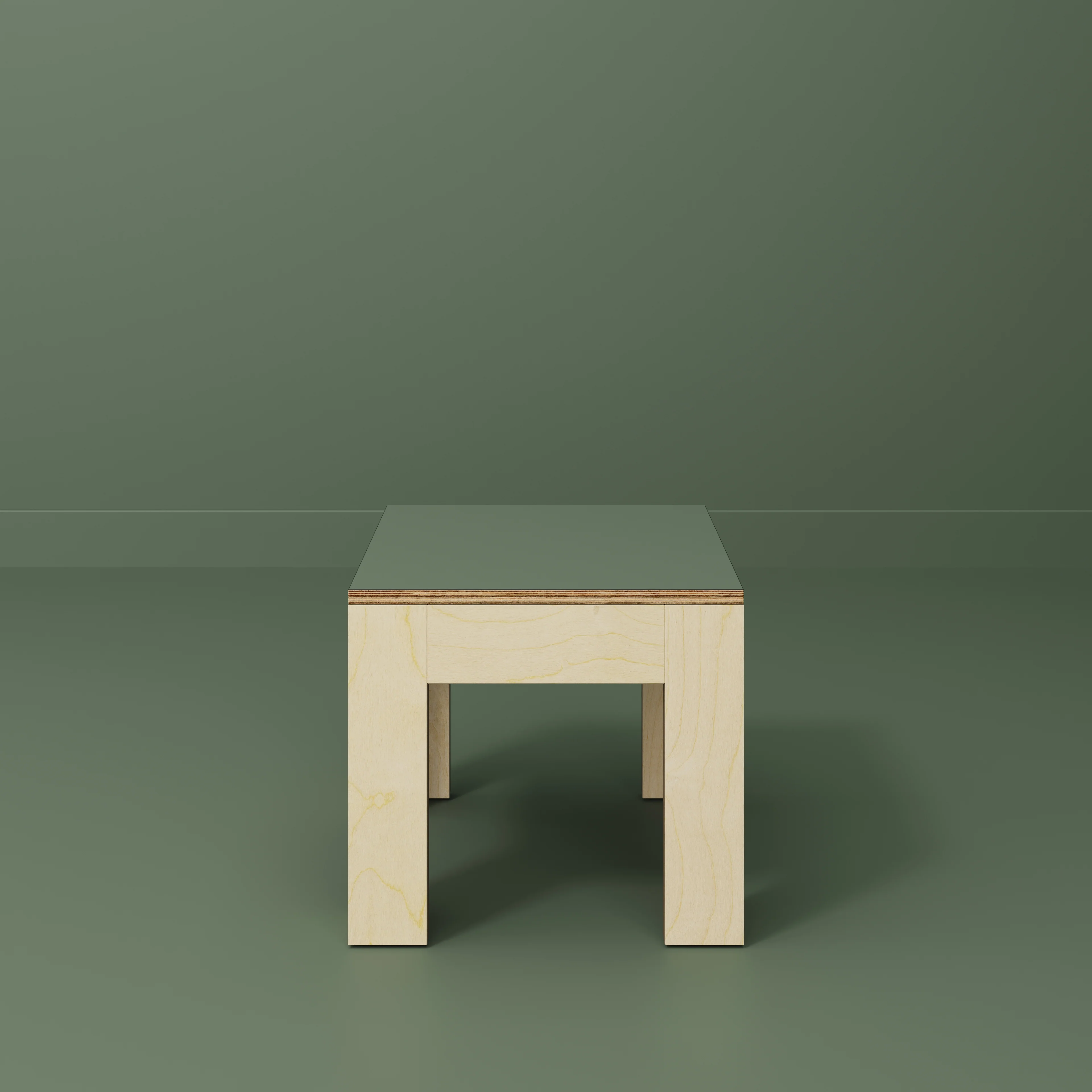 Plywood Side Table with Solid Frame - Formica Green Slate - 500(w) x 500(d) x 450(h) - Image 2