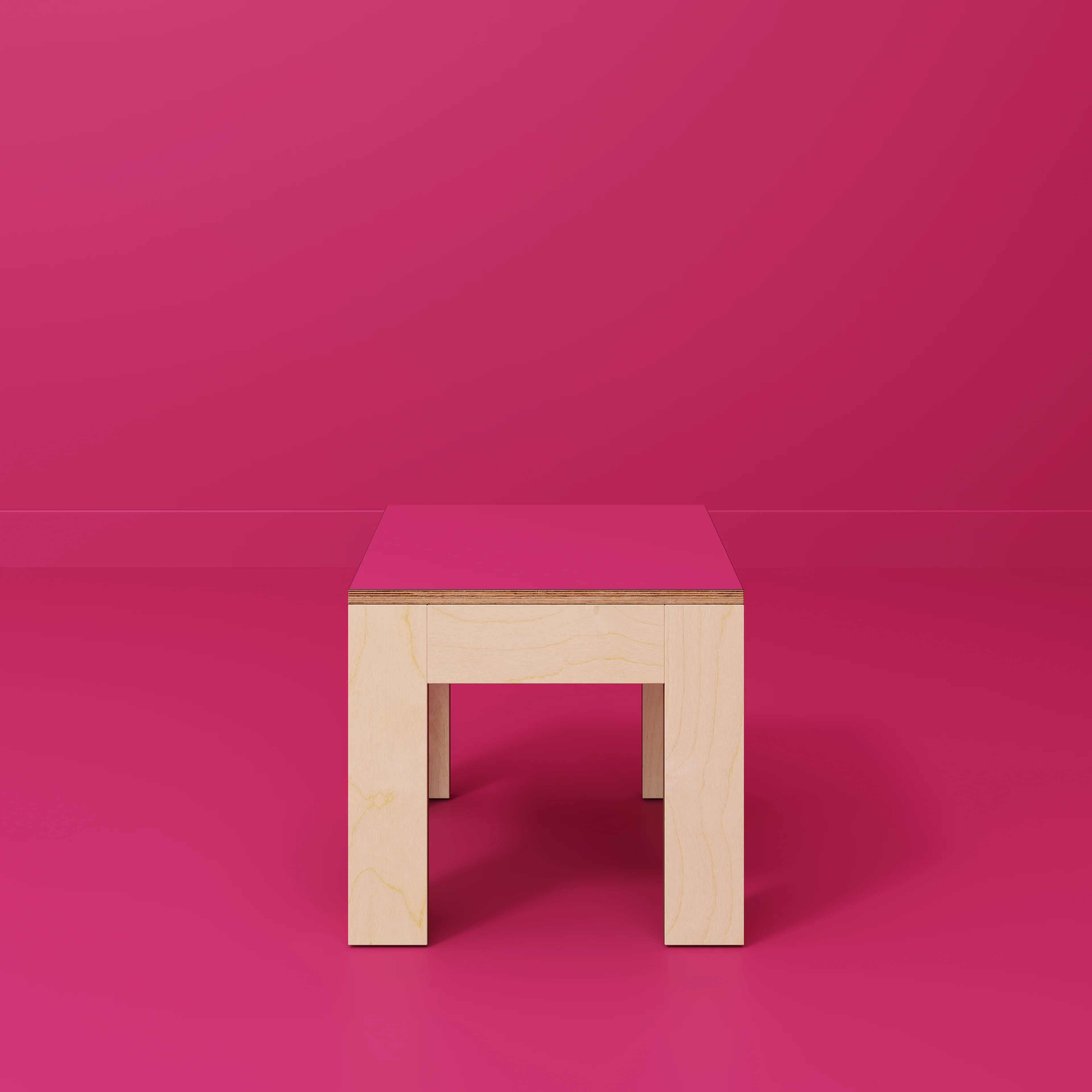 Plywood Side Table with Solid Frame - Formica Juicy Pink - 500(w) x 500(d) x 450(h) - Image 2