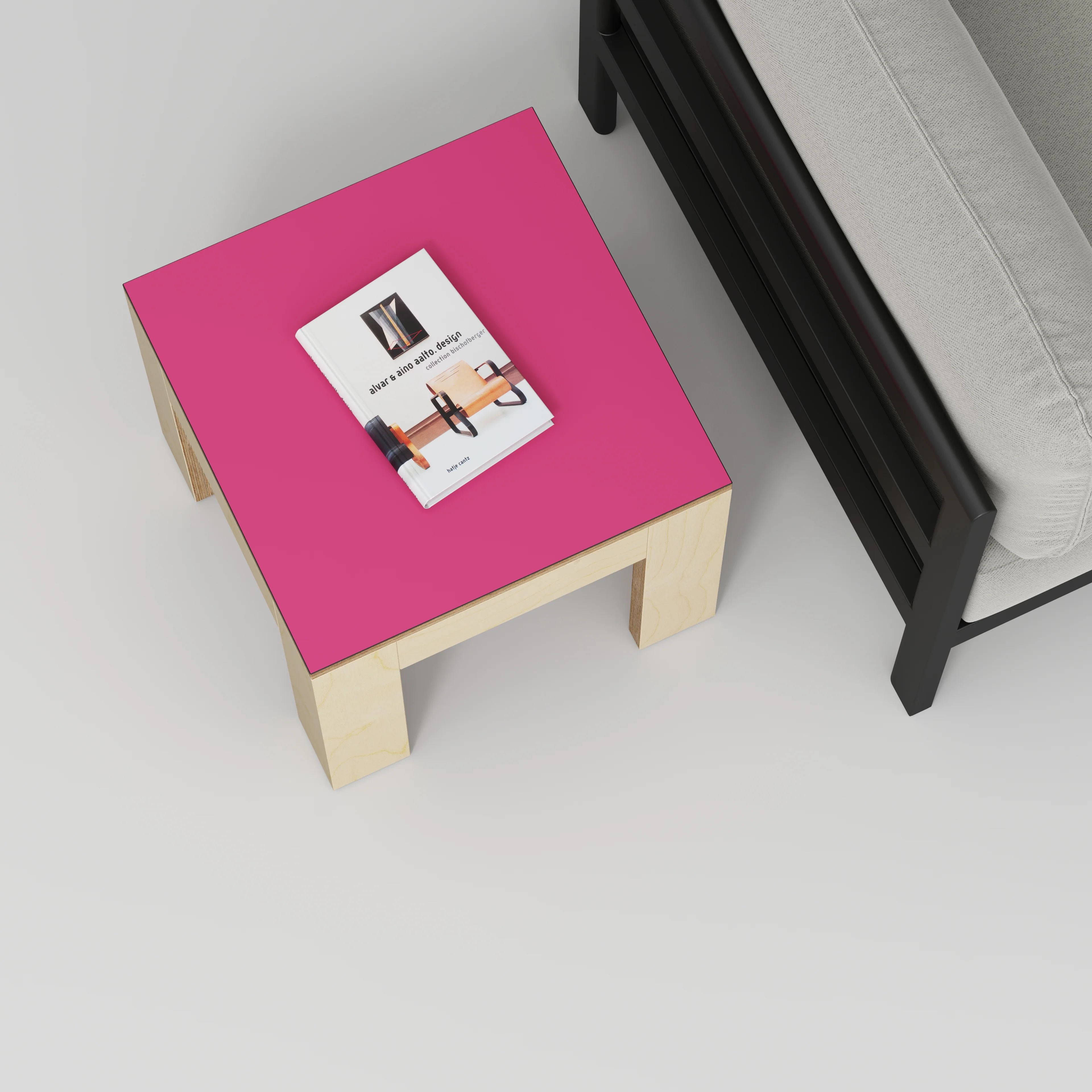 Plywood Side Table with Solid Frame - Formica Juicy Pink - 500(w) x 500(d) x 450(h) - Image 3