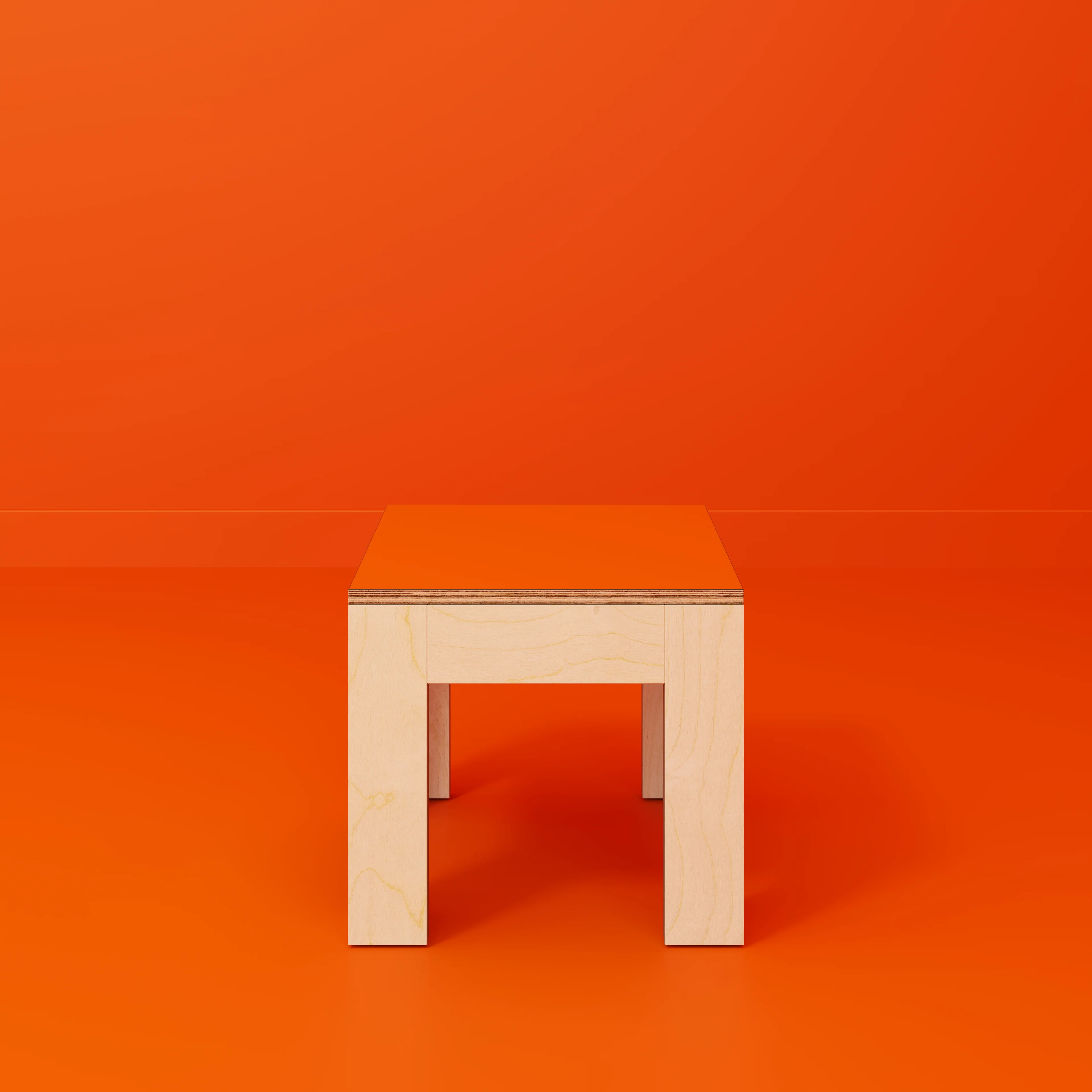 Plywood Side Table with Solid Frame - Formica Levante Orange - 500(w) x 500(d) x 450(h) - Image 2