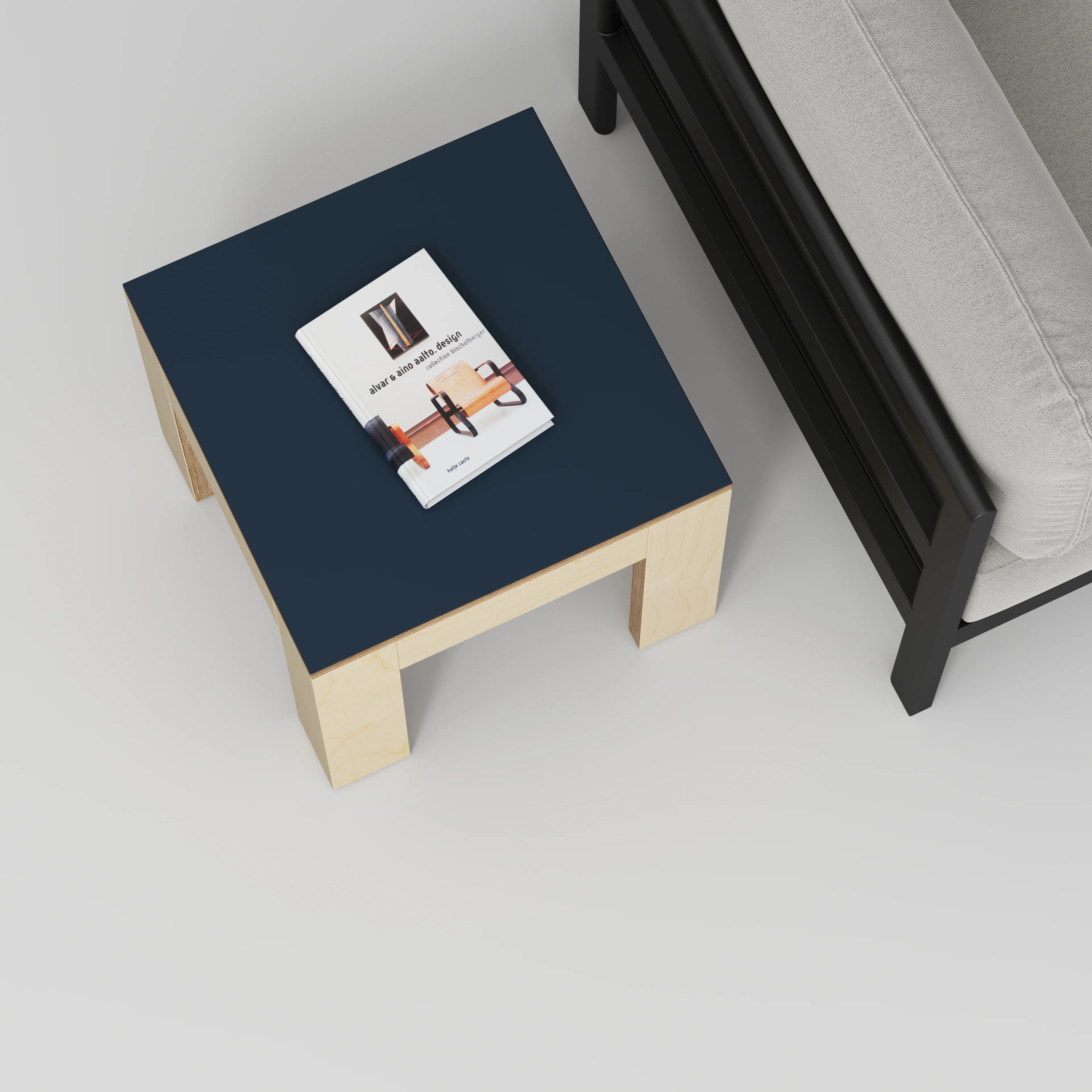 Plywood Side Table with Solid Frame - Formica Night Sea Blue - 500(w) x 500(d) x 450(h) - Image 3