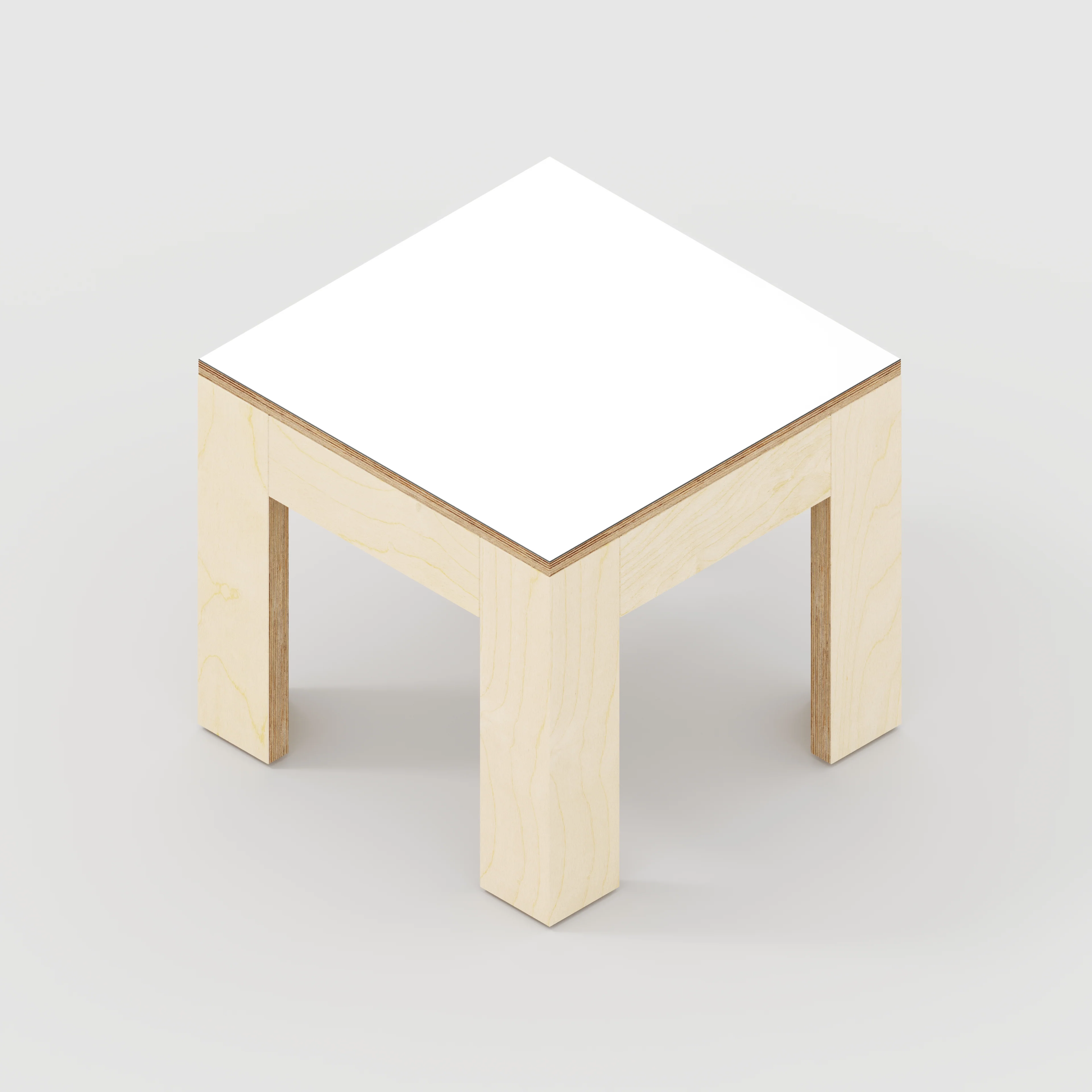 Plywood Side Table with Solid Frame - Formica White - 500(w) x 500(d) x 450(h) - Image 5