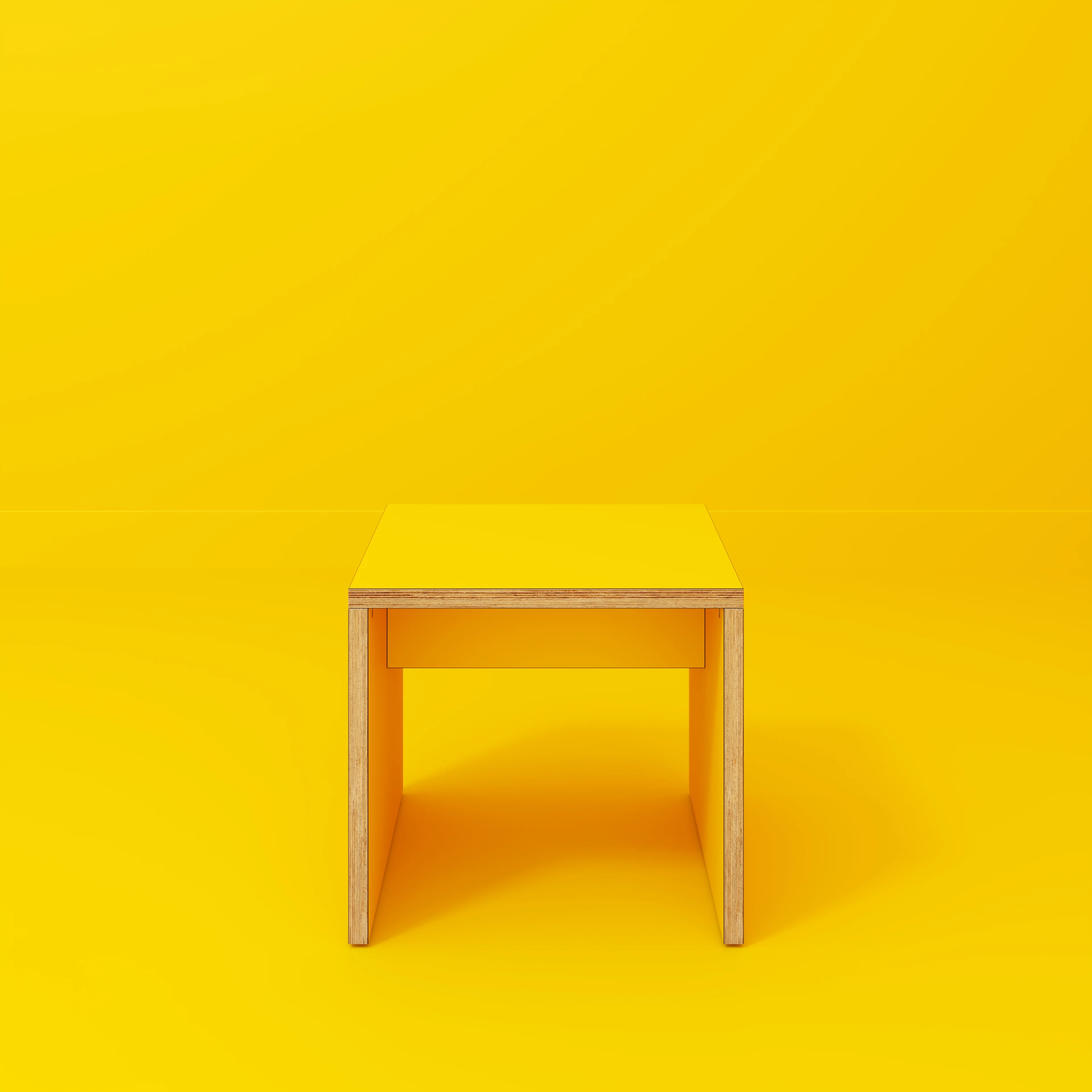 Plywood Side Table with Solid Sides - Formica Chrome Yellow - 500(w) x 500(d) x 450(h) - Image 2
