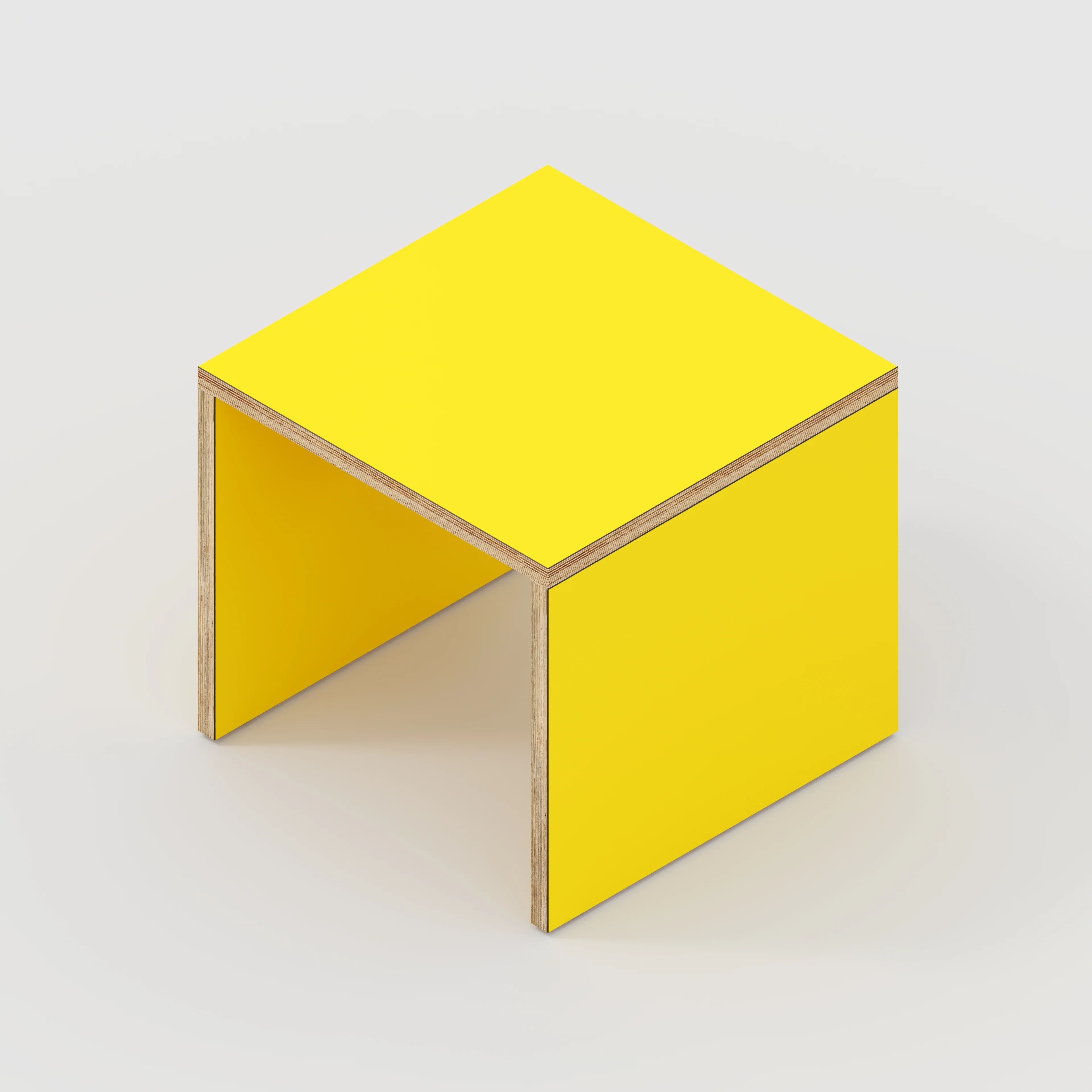 Plywood Side Table with Solid Sides - Formica Chrome Yellow - 500(w) x 500(d) x 450(h) - Image 5