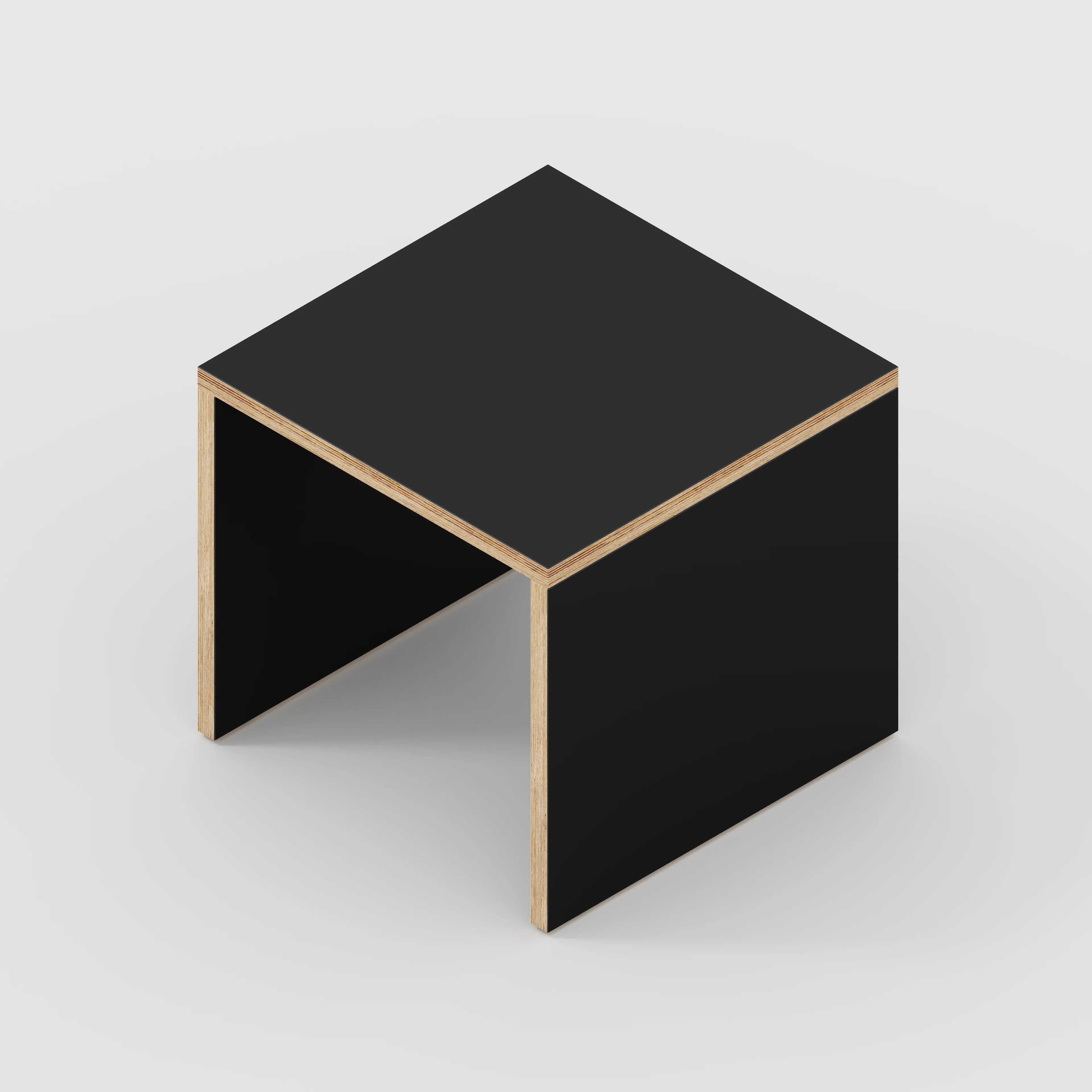 Plywood Side Table with Solid Sides - Formica Diamond Black - 500(w) x 500(d) x 450(h) - Image 5
