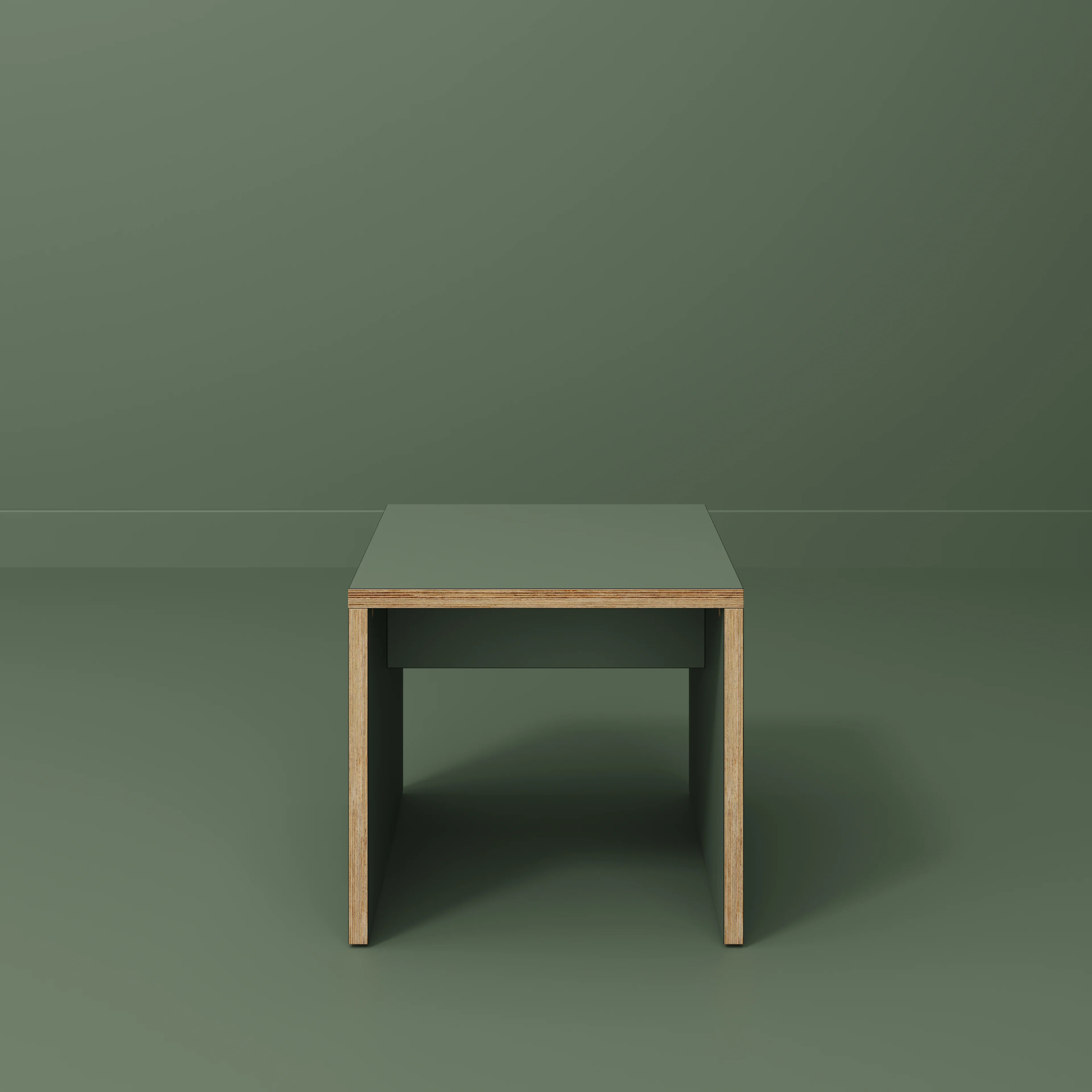 Plywood Side Table with Solid Sides - Formica Green Slate - 500(w) x 500(d) x 450(h) - Image 2