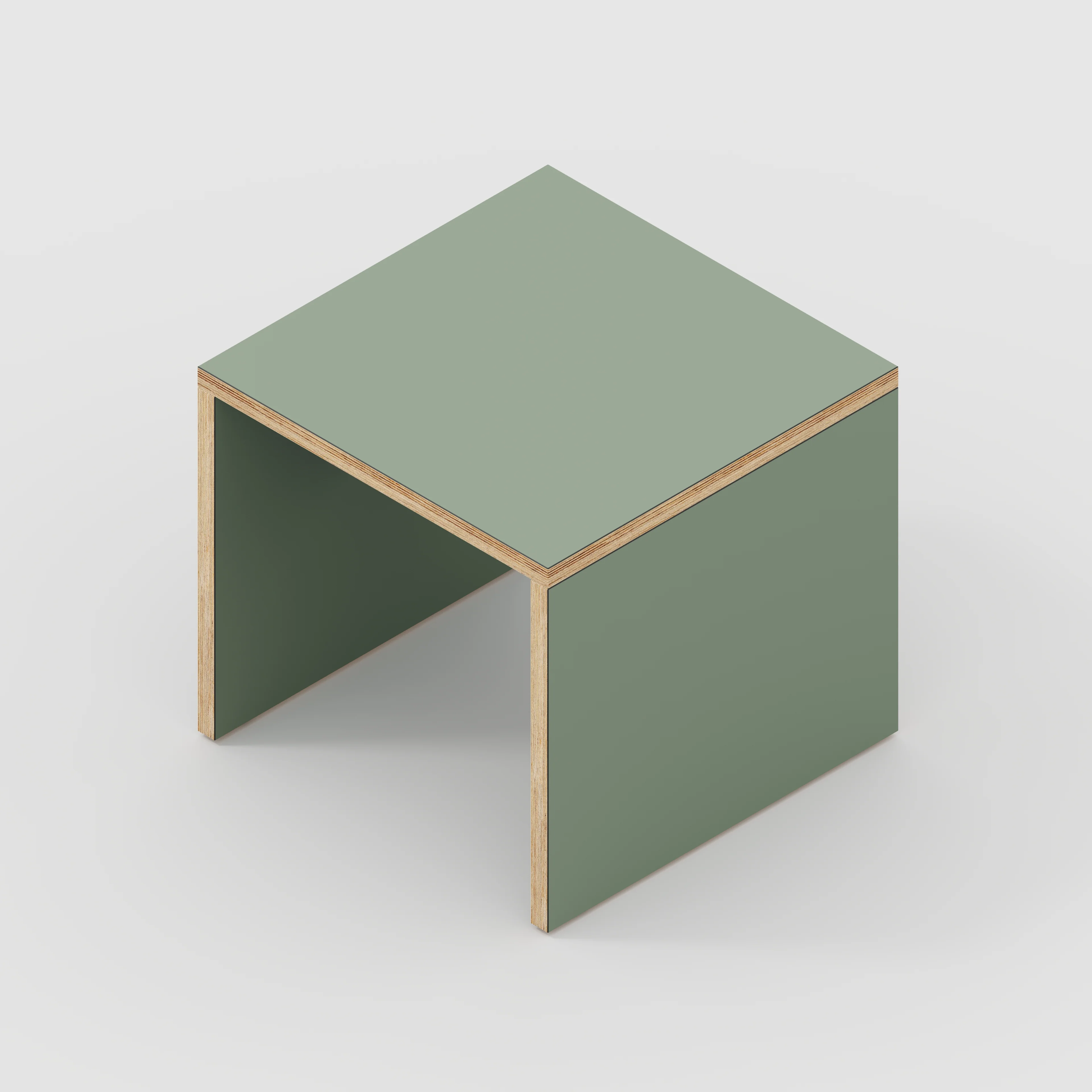 Plywood Side Table with Solid Sides - Formica Green Slate - 500(w) x 500(d) x 450(h) - Image 5