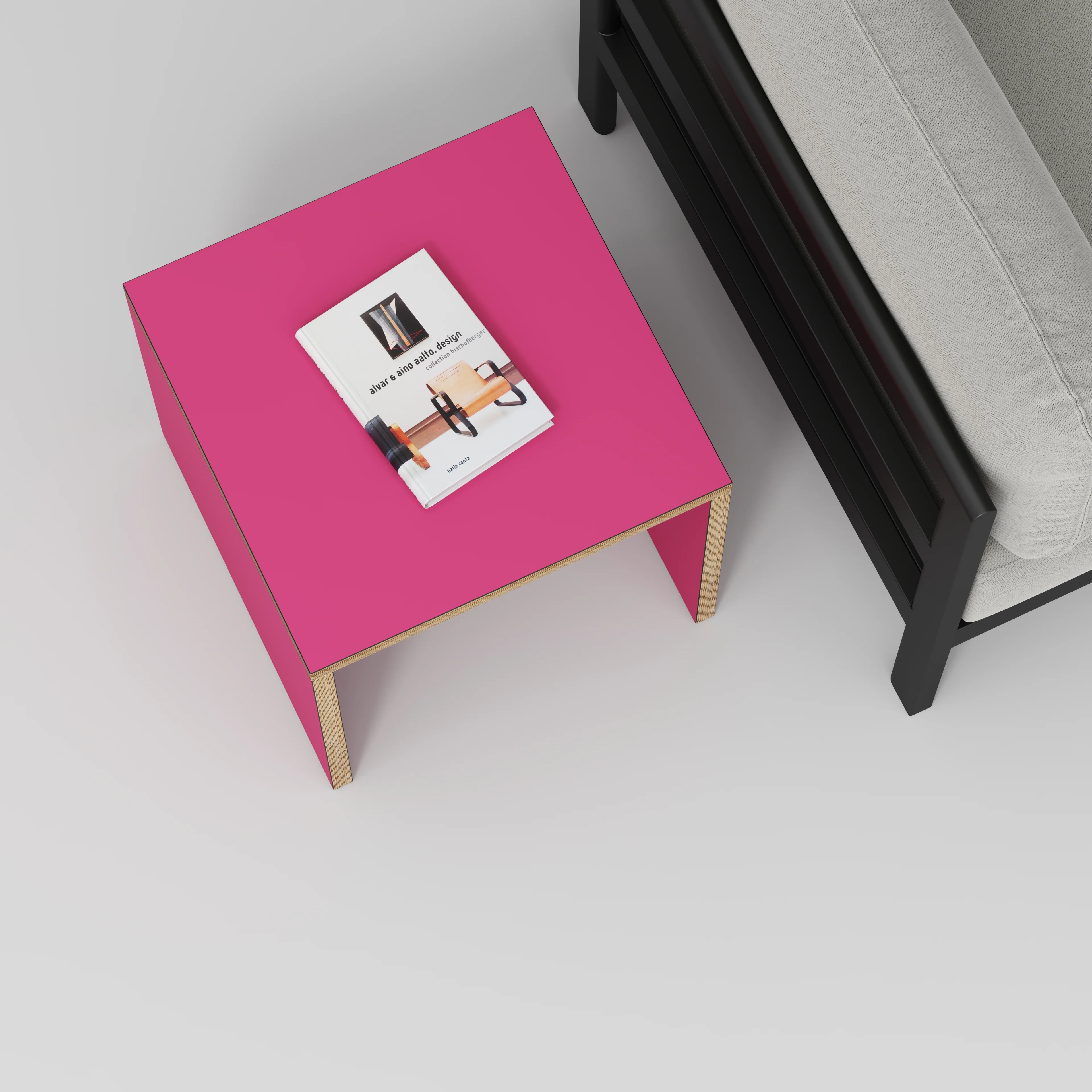 Plywood Side Table with Solid Sides - Formica Juicy Pink - 500(w) x 500(d) x 450(h) - Image 3