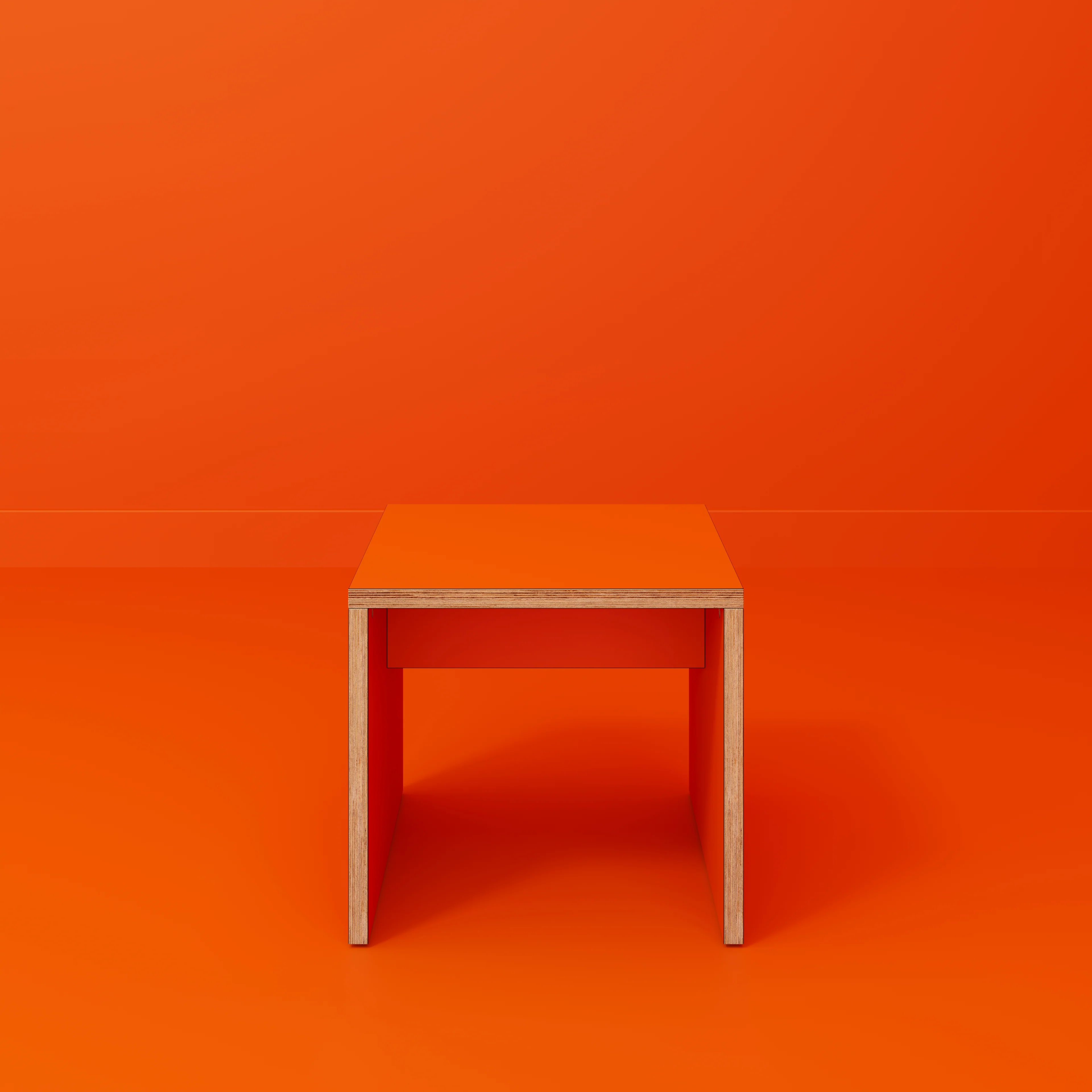 Plywood Side Table with Solid Sides - Formica Levante Orange - 500(w) x 500(d) x 450(h) - Image 2