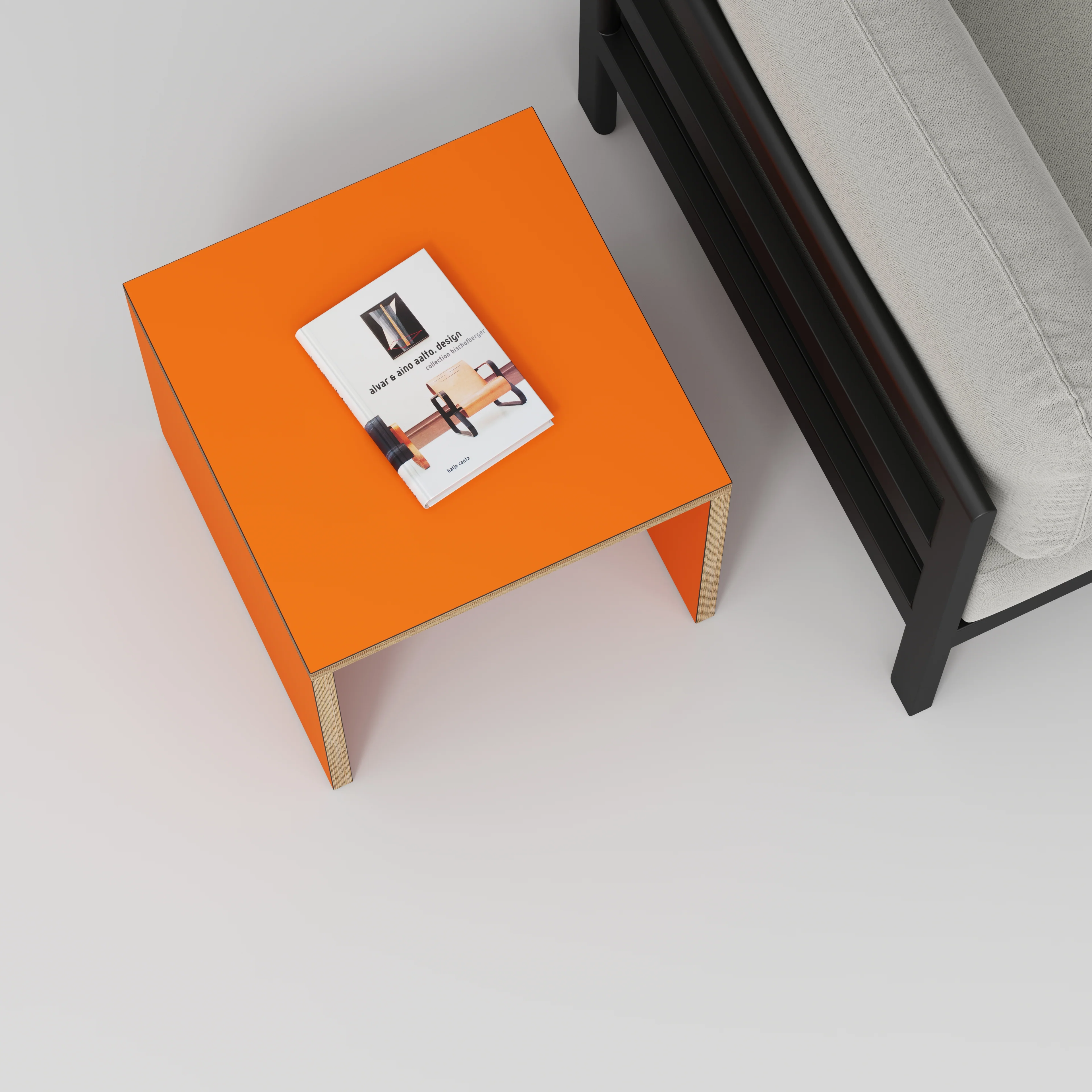 Plywood Side Table with Solid Sides - Formica Levante Orange - 500(w) x 500(d) x 450(h) - Image 3