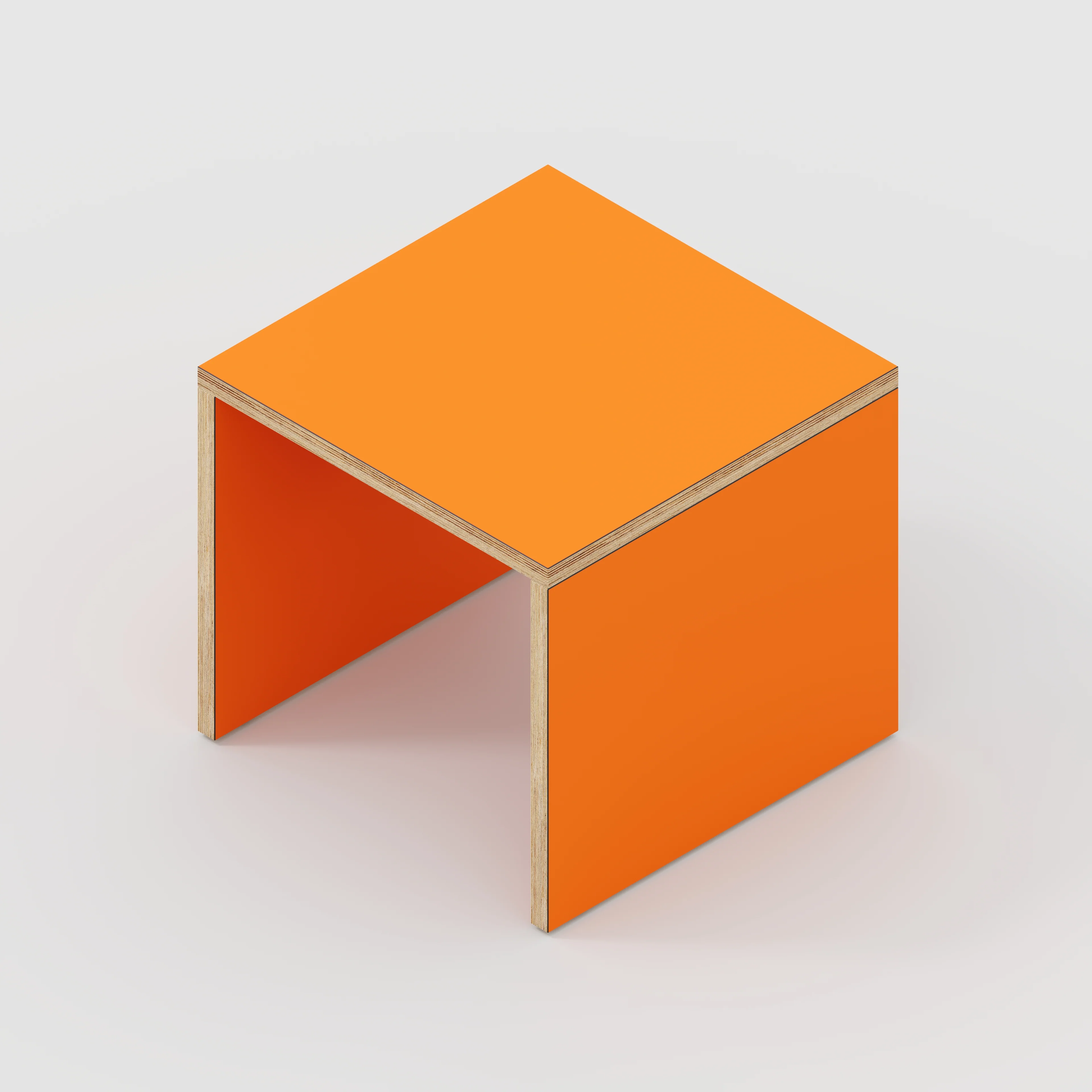 Plywood Side Table with Solid Sides - Formica Levante Orange - 500(w) x 500(d) x 450(h) - Image 5