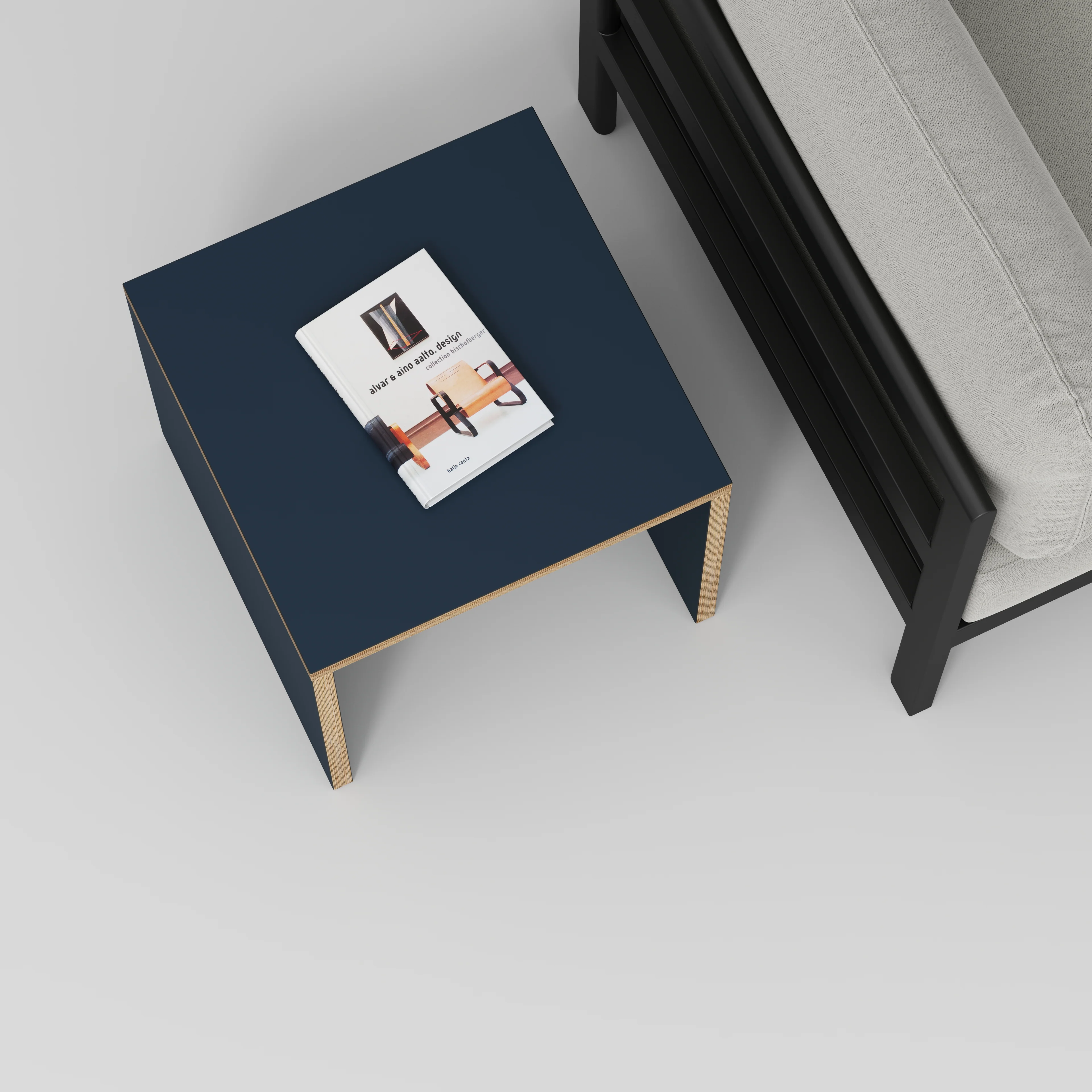 Plywood Side Table with Solid Sides - Formica Night Sea Blue - 500(w) x 500(d) x 450(h) - Image 3