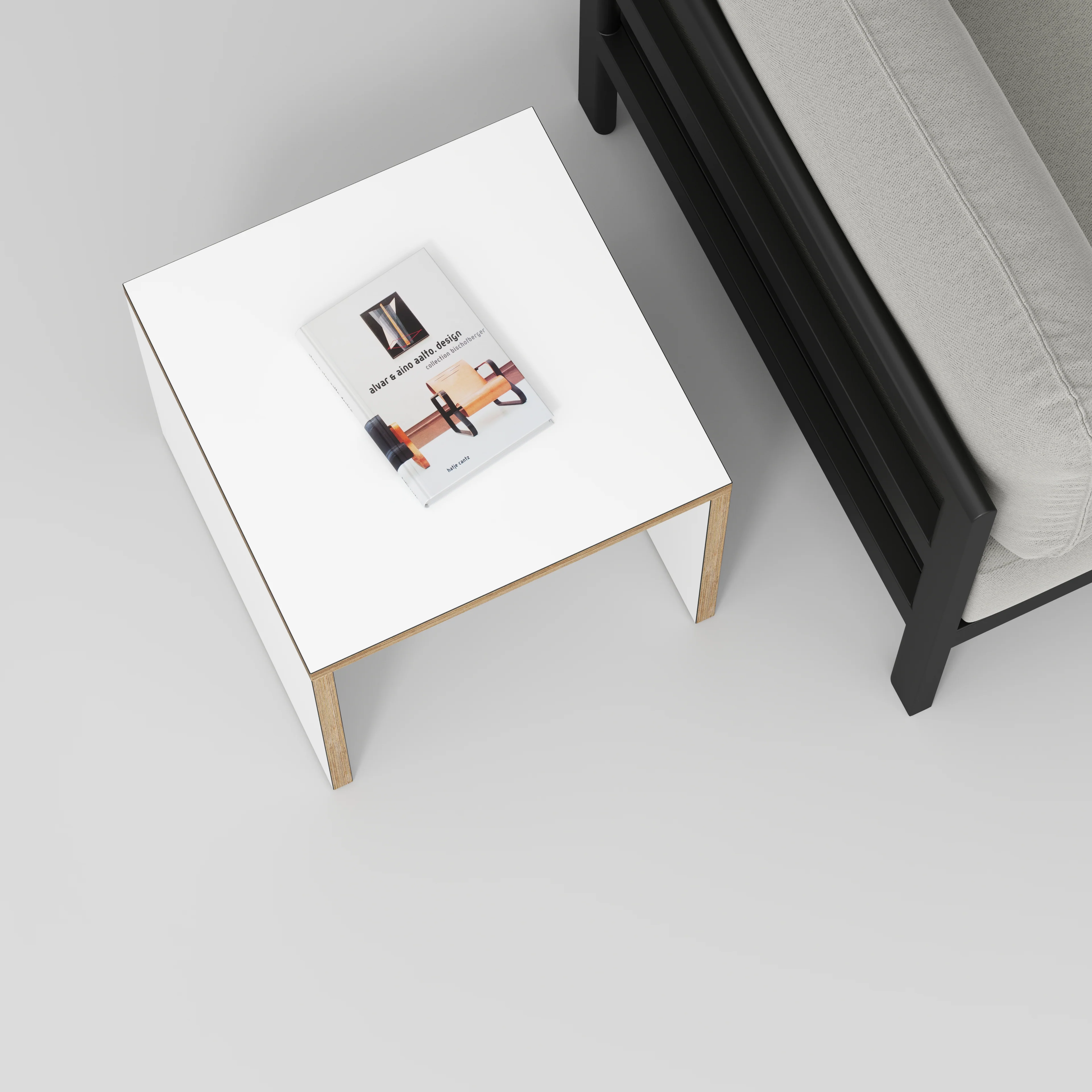 Plywood Side Table with Solid Sides - Formica White - 500(w) x 500(d) x 450(h) - Image 3