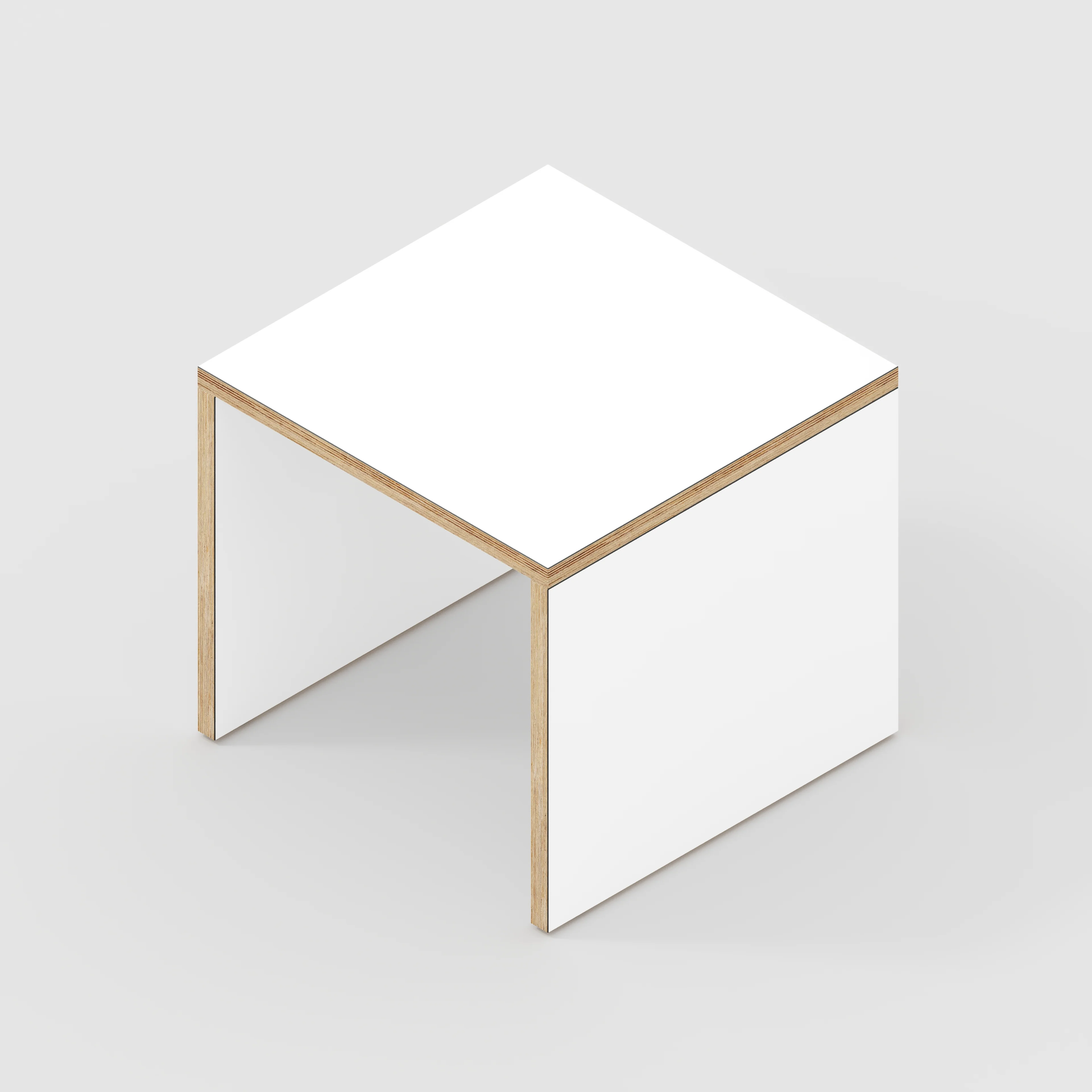 Plywood Side Table with Solid Sides - Formica White - 500(w) x 500(d) x 450(h) - Image 5