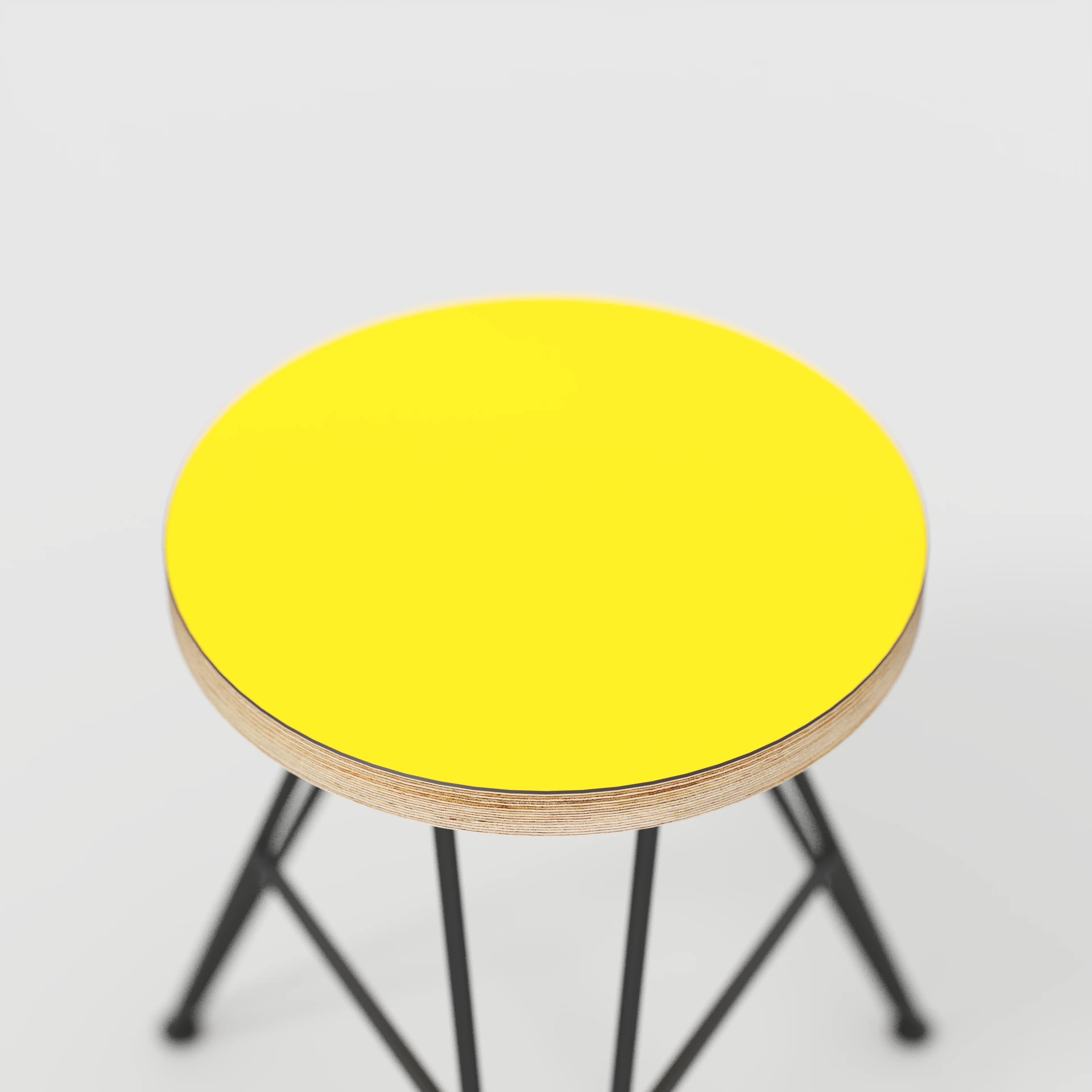 Plywood Stool with Black Hairpin Base - Formica Chrome Yellow - Image 4