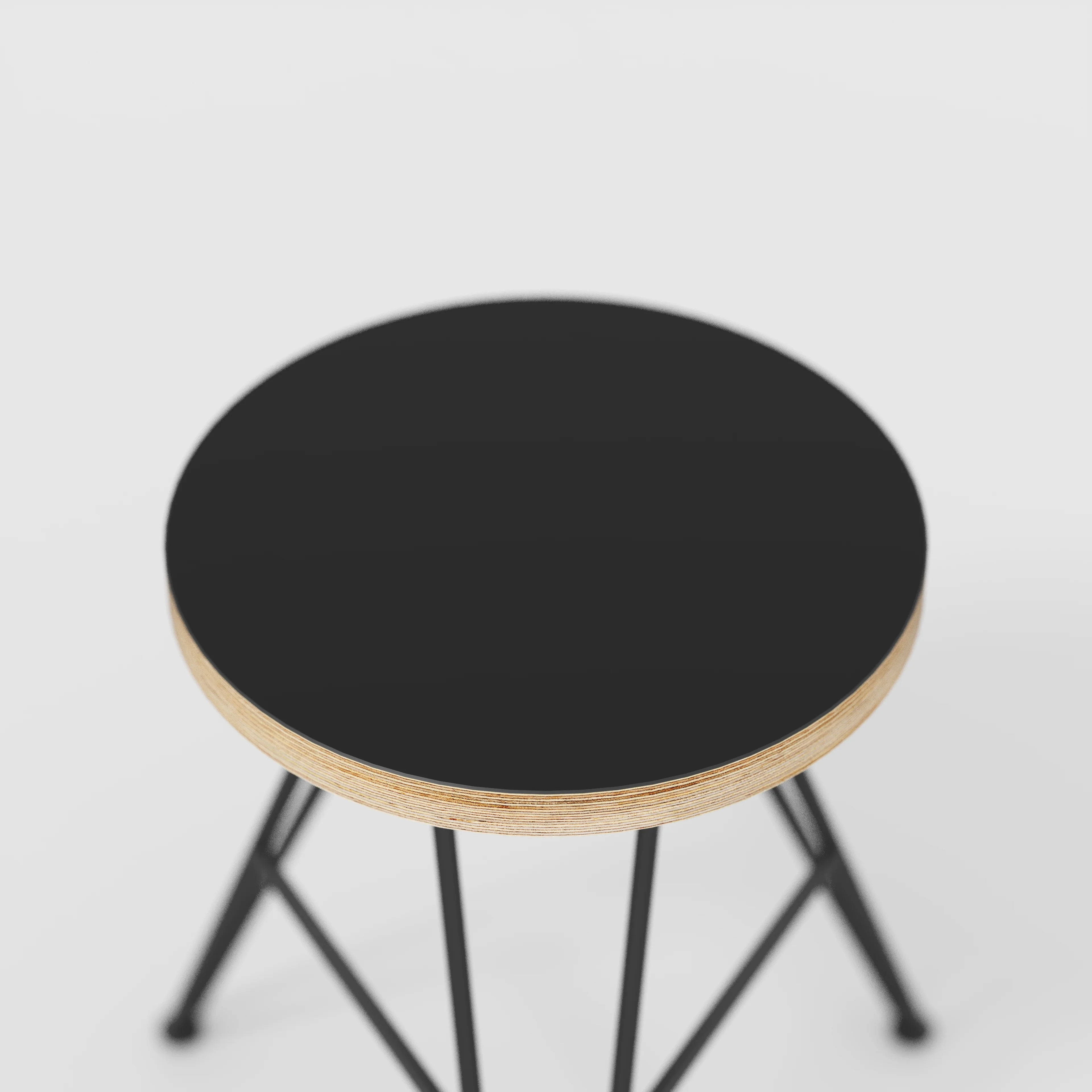Plywood Stool with Black Hairpin Base - Formica Diamond Black - Image 4