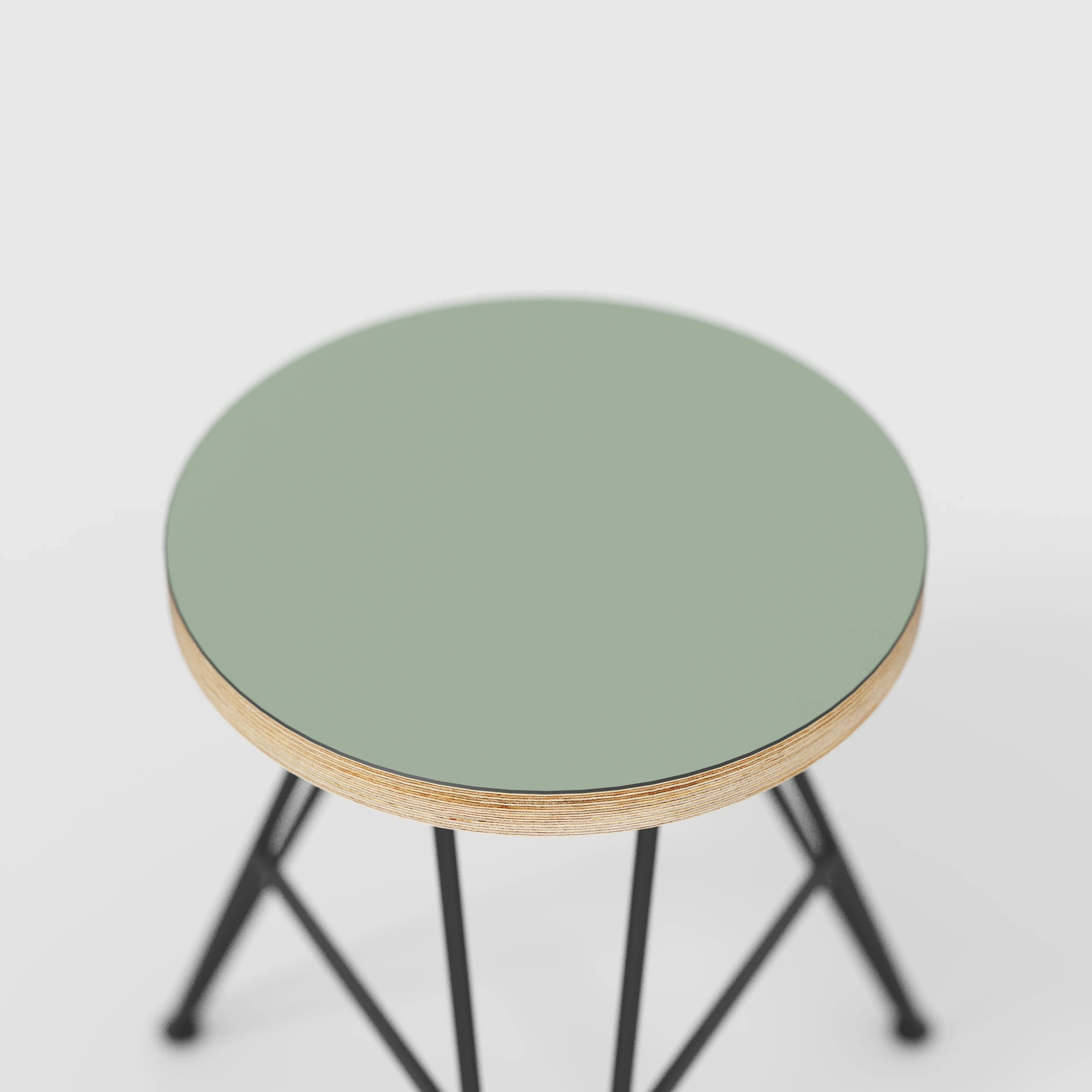 Plywood Stool with Black Hairpin Base - Formica Green Slate - Image 4