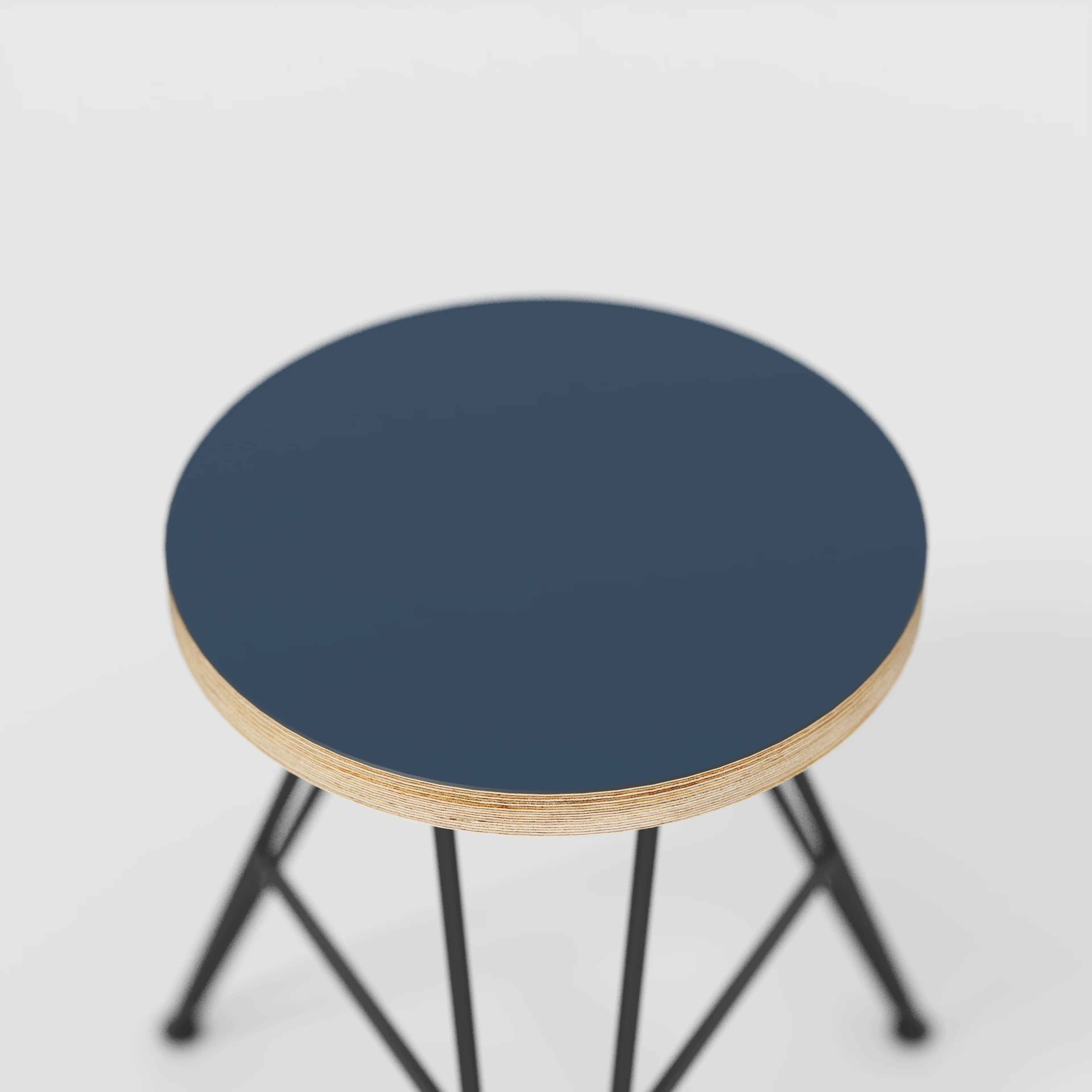 Plywood Stool with Black Hairpin Base - Formica Night Sea Blue - Image 4