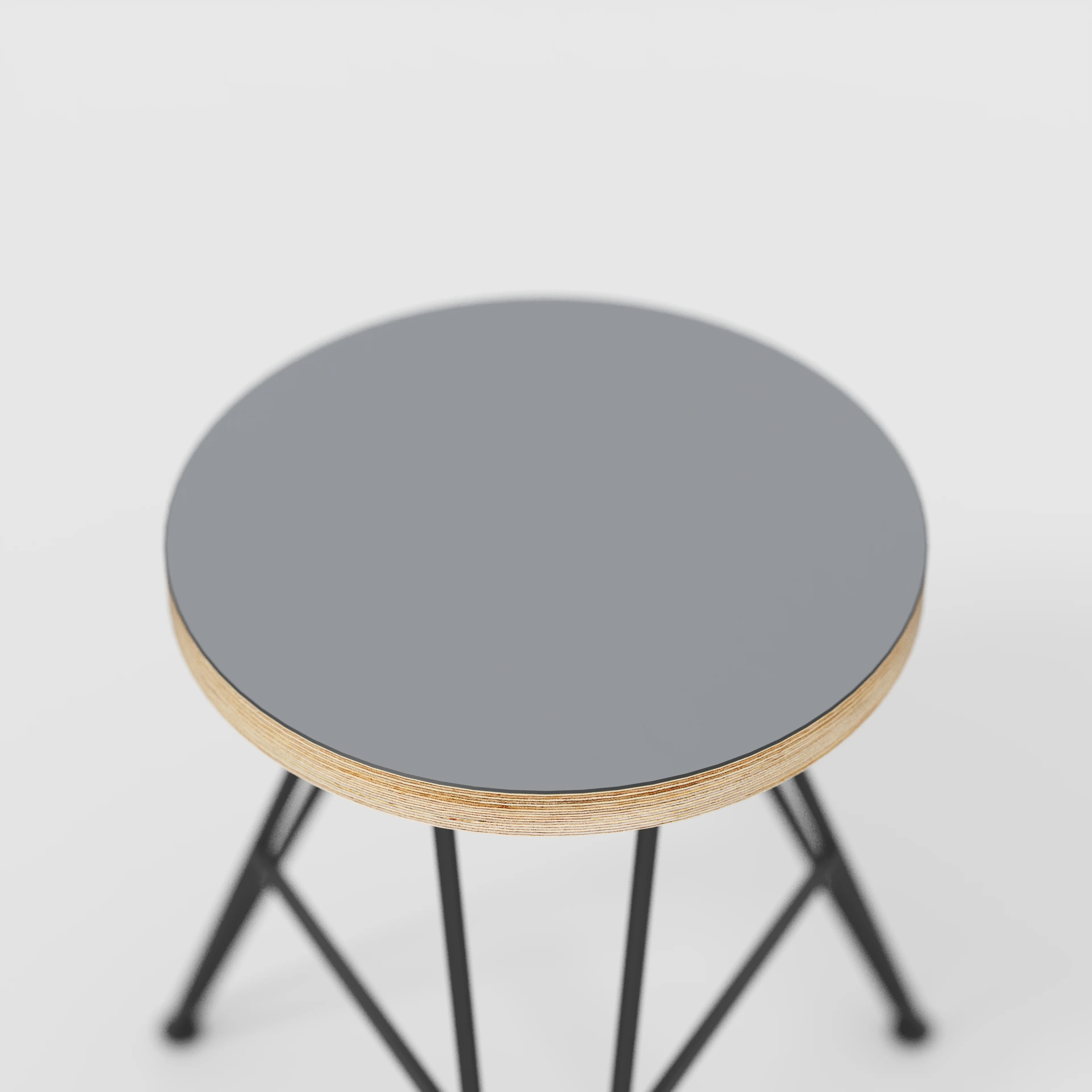 Plywood Stool with Black Hairpin Base - Formica Tornado Grey - Image 4