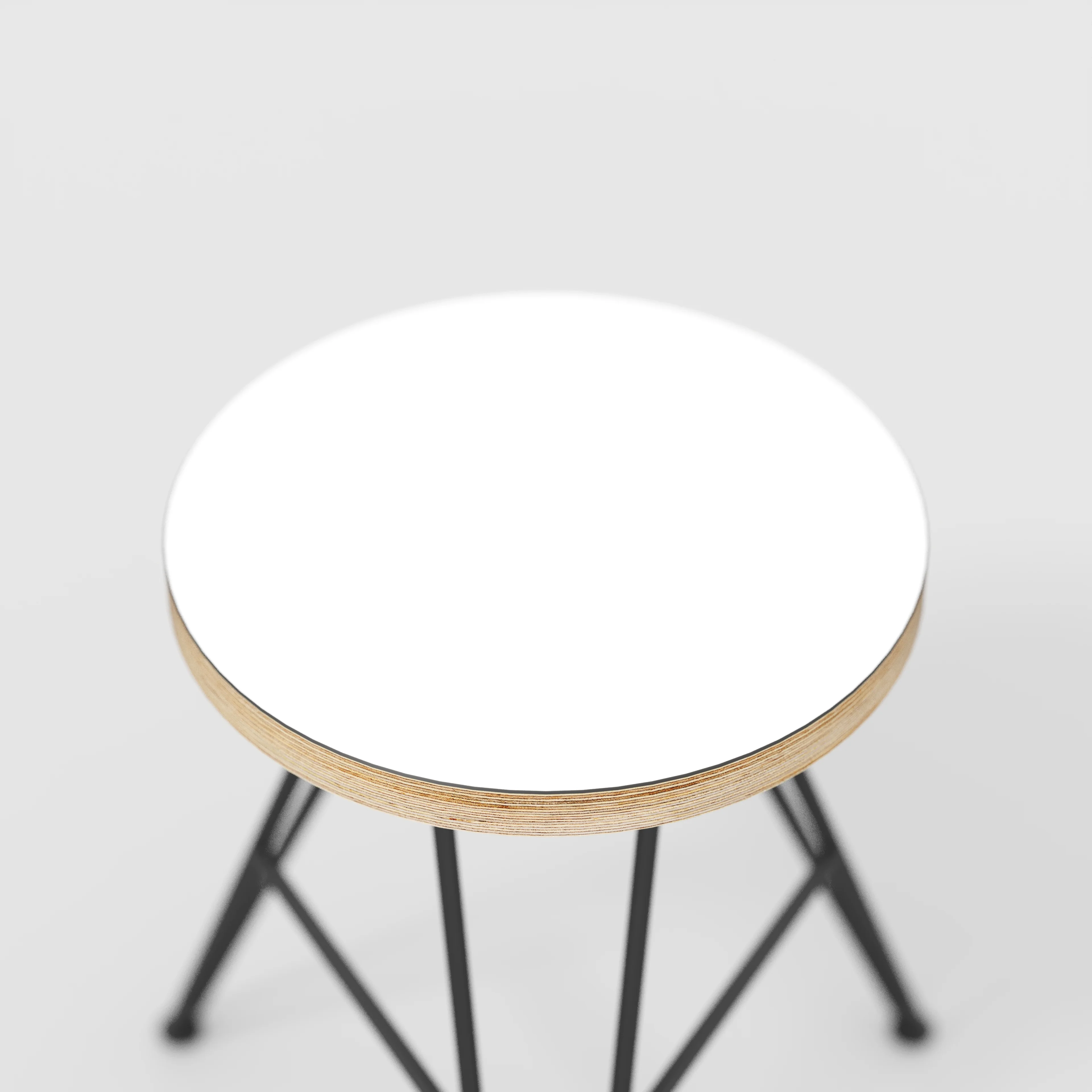 Plywood Stool with Black Hairpin Base - Formica White - Image 4