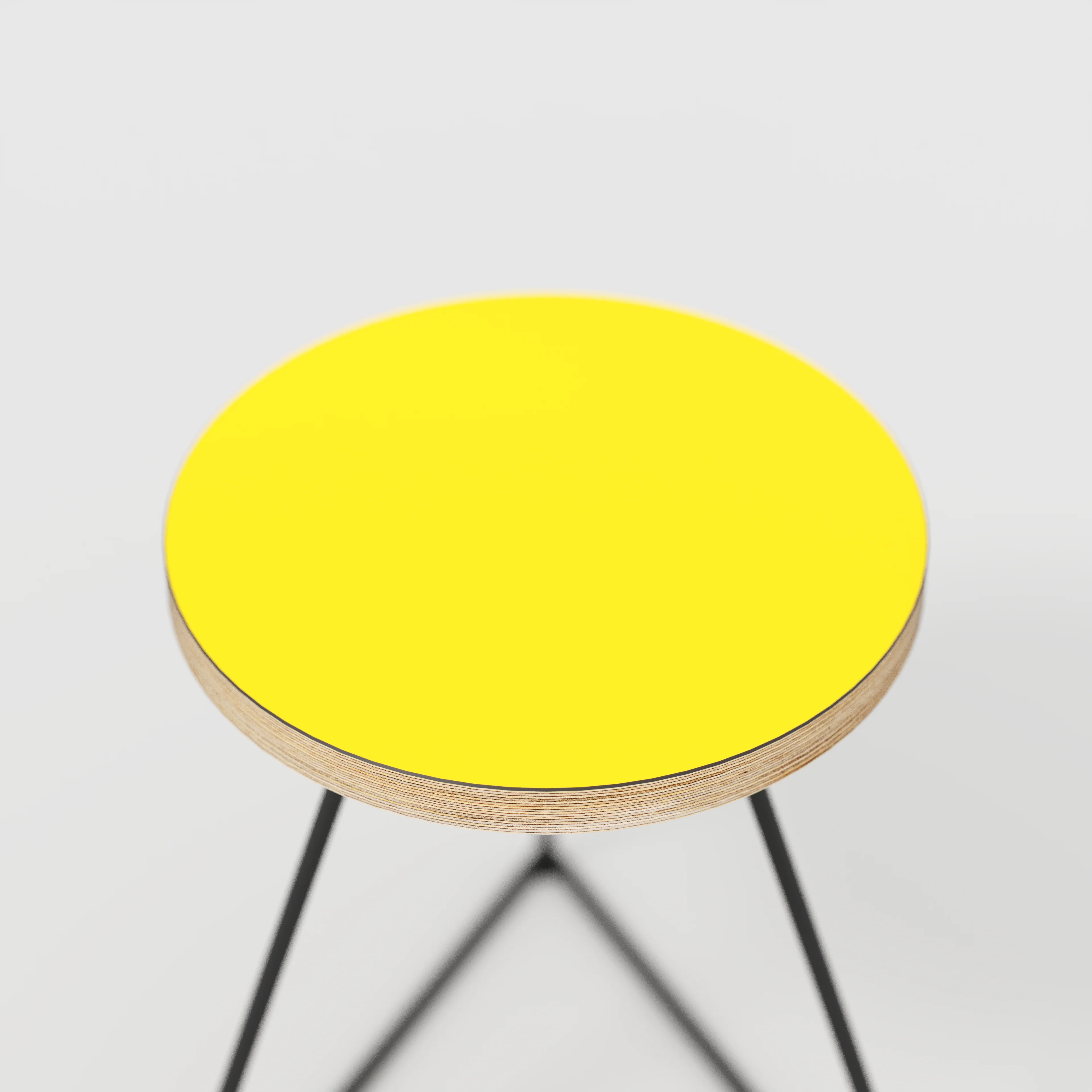 Plywood Stool with Black Prism Base - Formica Chrome Yellow - Image 4