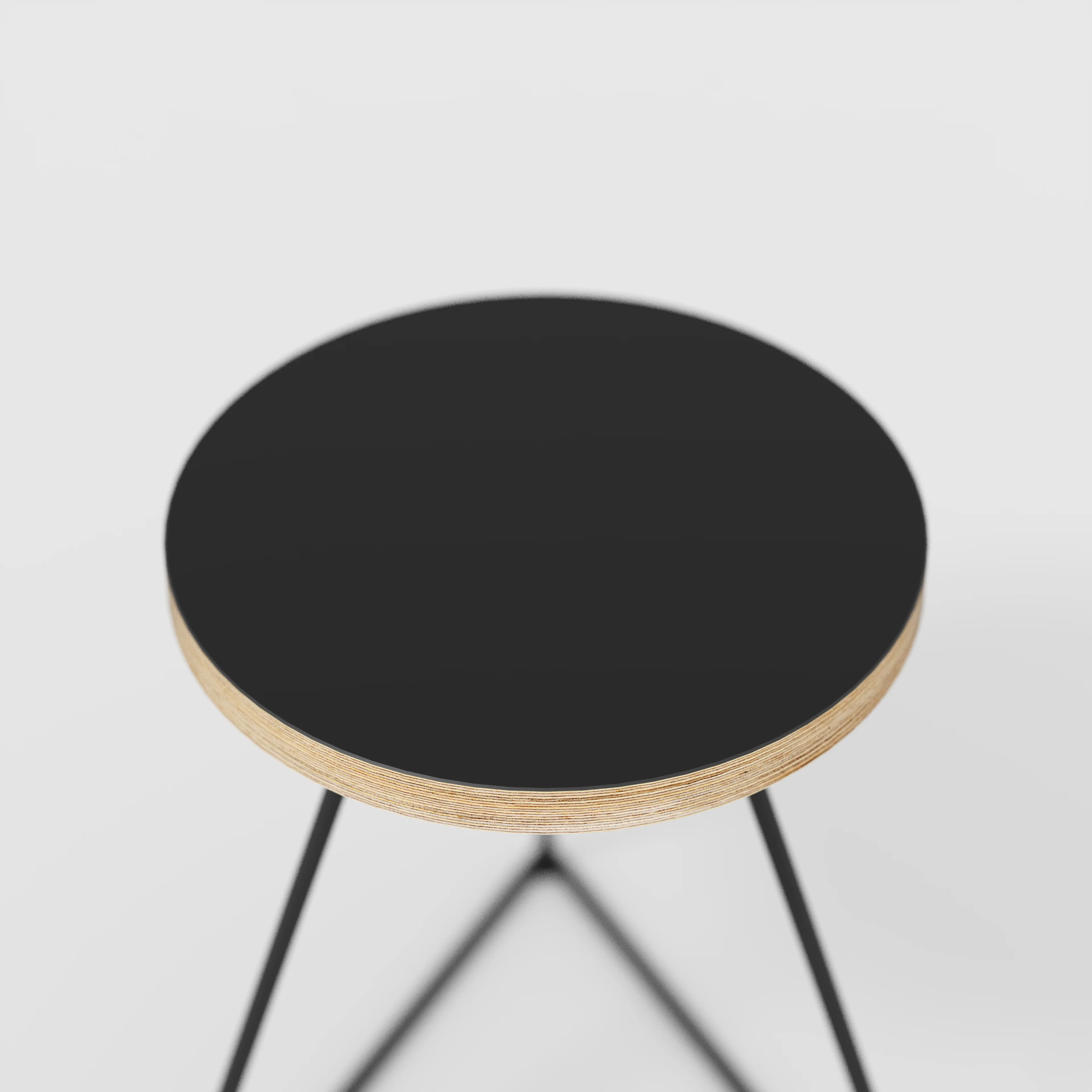 Plywood Stool with Black Prism Base - Formica Diamond Black - Image 4