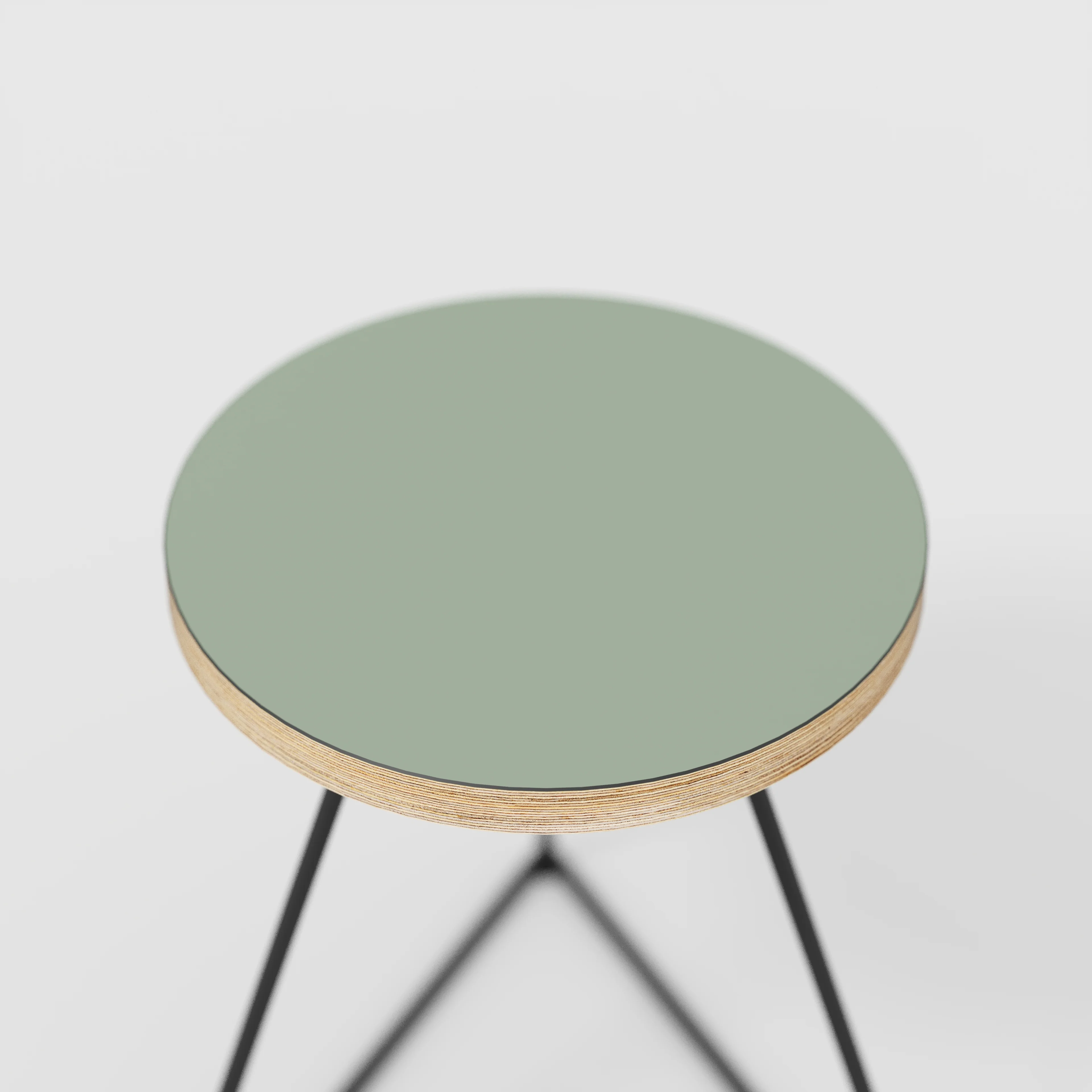 Plywood Stool with Black Prism Base - Formica Green Slate - Image 4