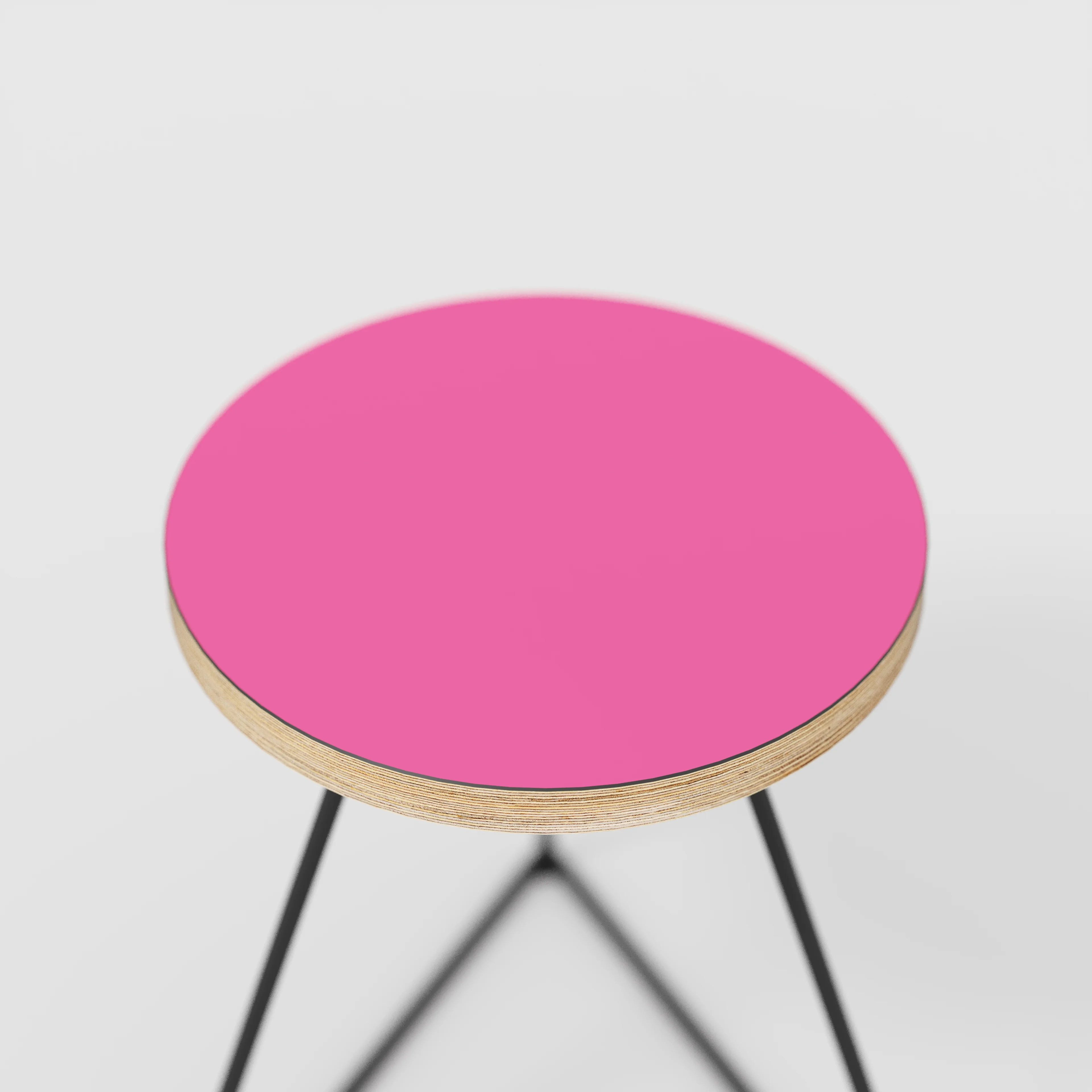 Plywood Stool with Black Prism Base - Formica Juicy Pink - Image 4